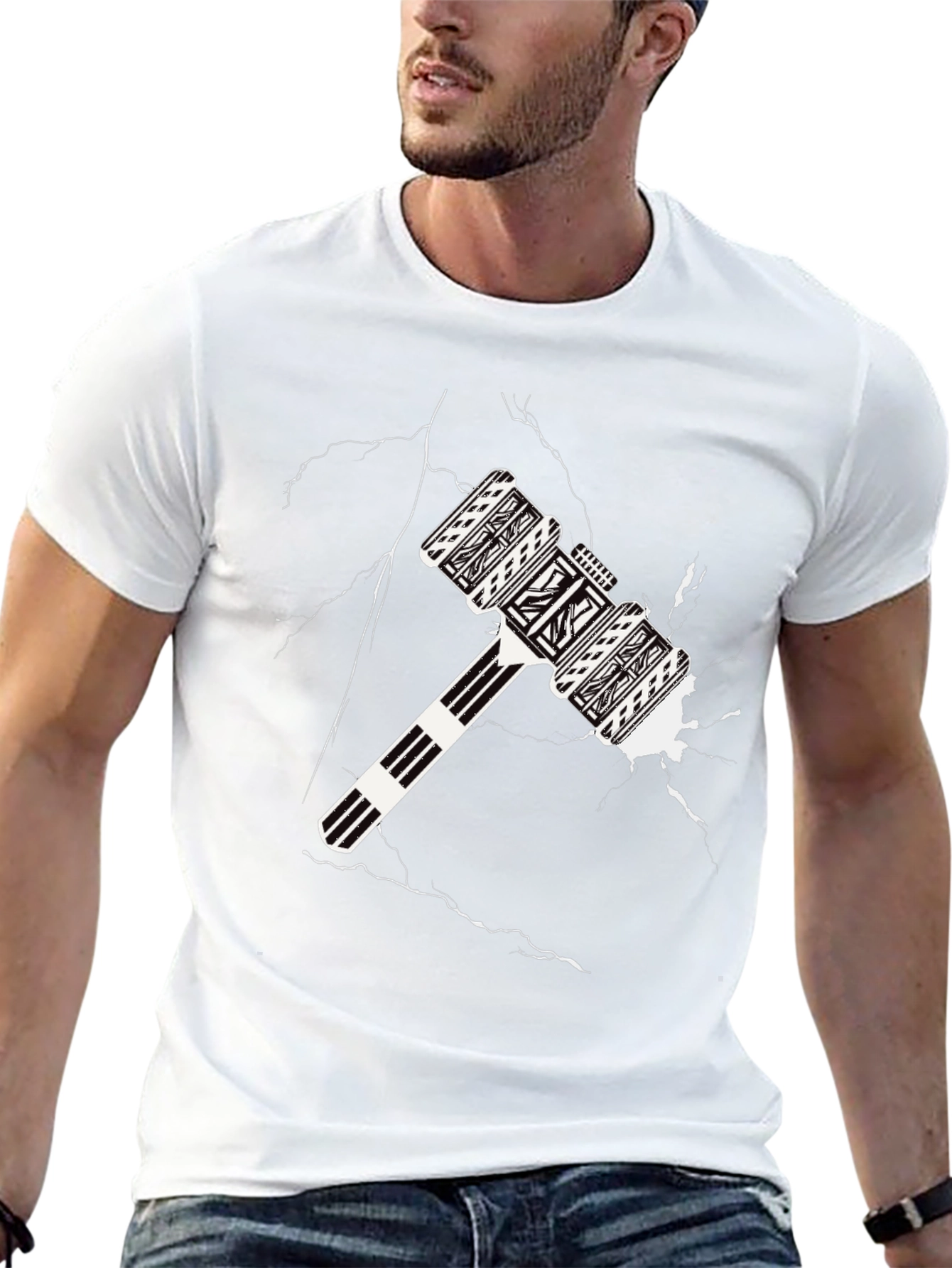 Abstract Mallet Graphic Tee - Cool Black T-Shirt