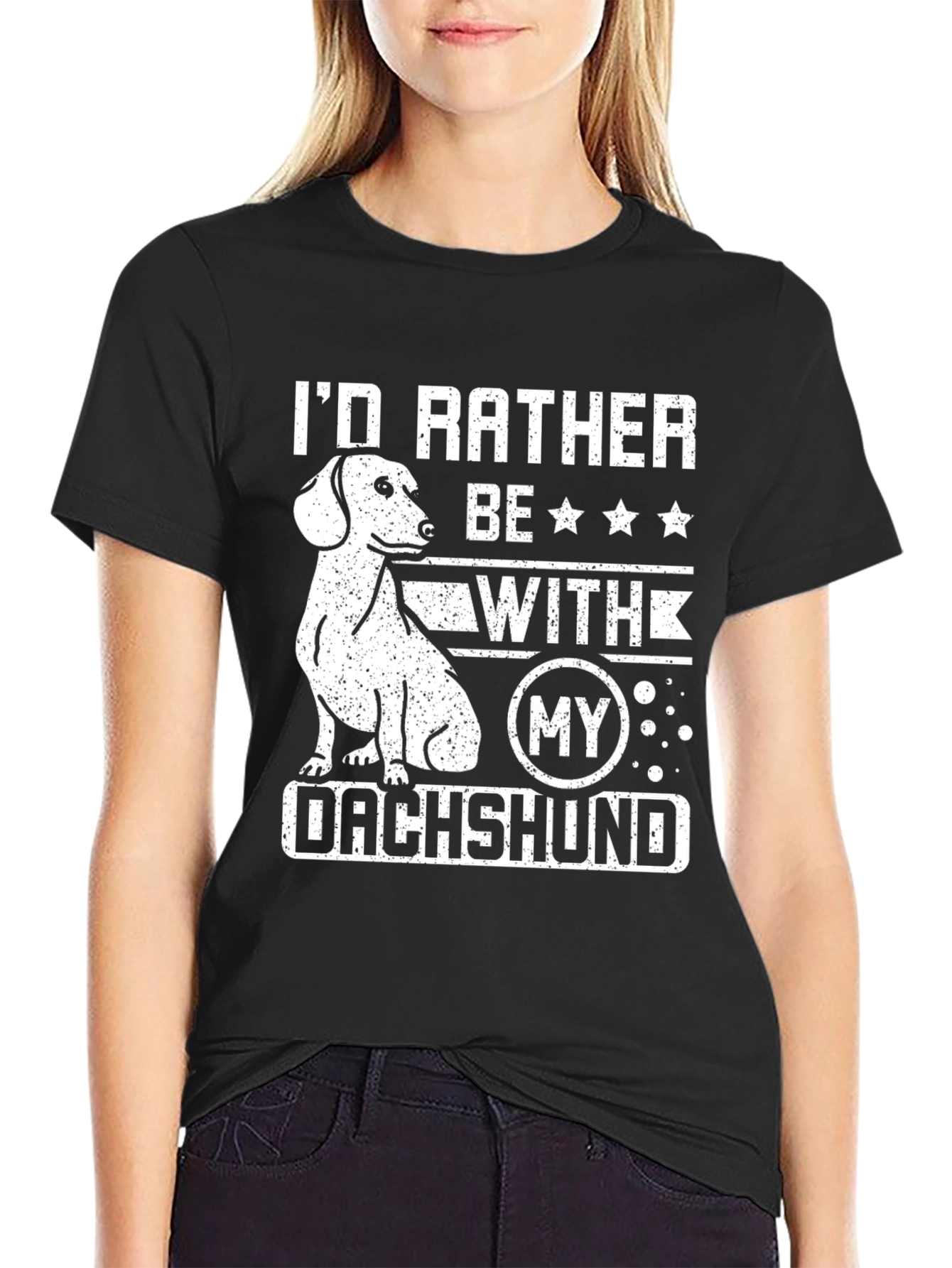 Dachshund Lover T-Shirt Id Rather Be With My Dog