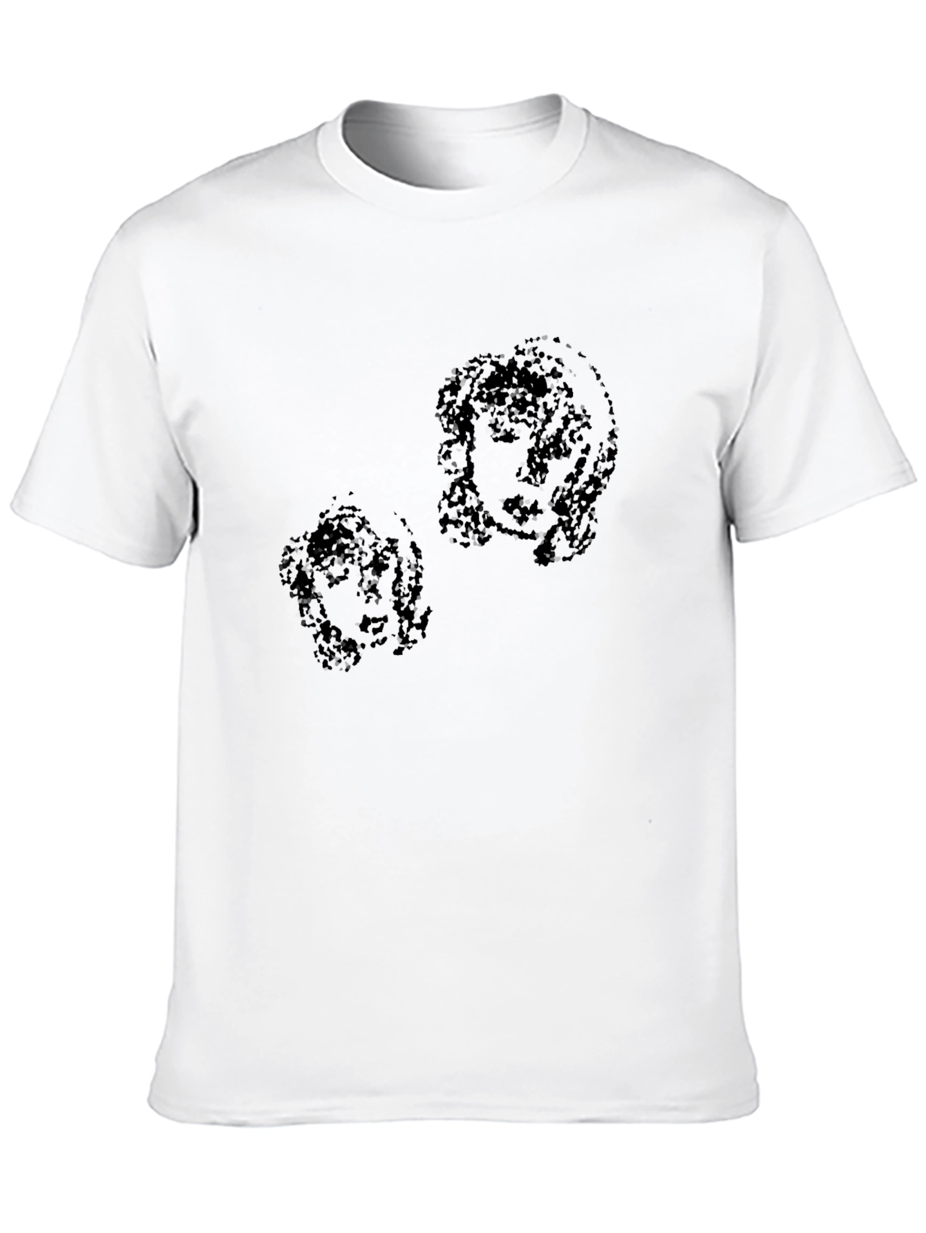 Abstract Portrait Print Black T-Shirt