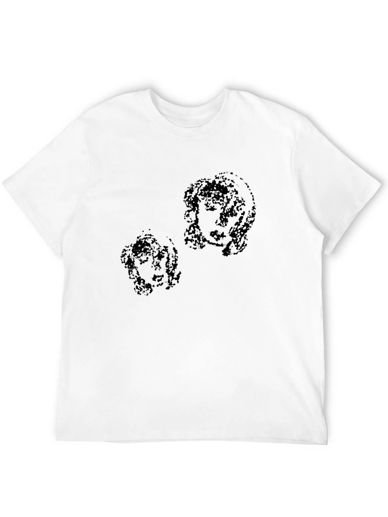 Abstract Portrait Print Black T-Shirt