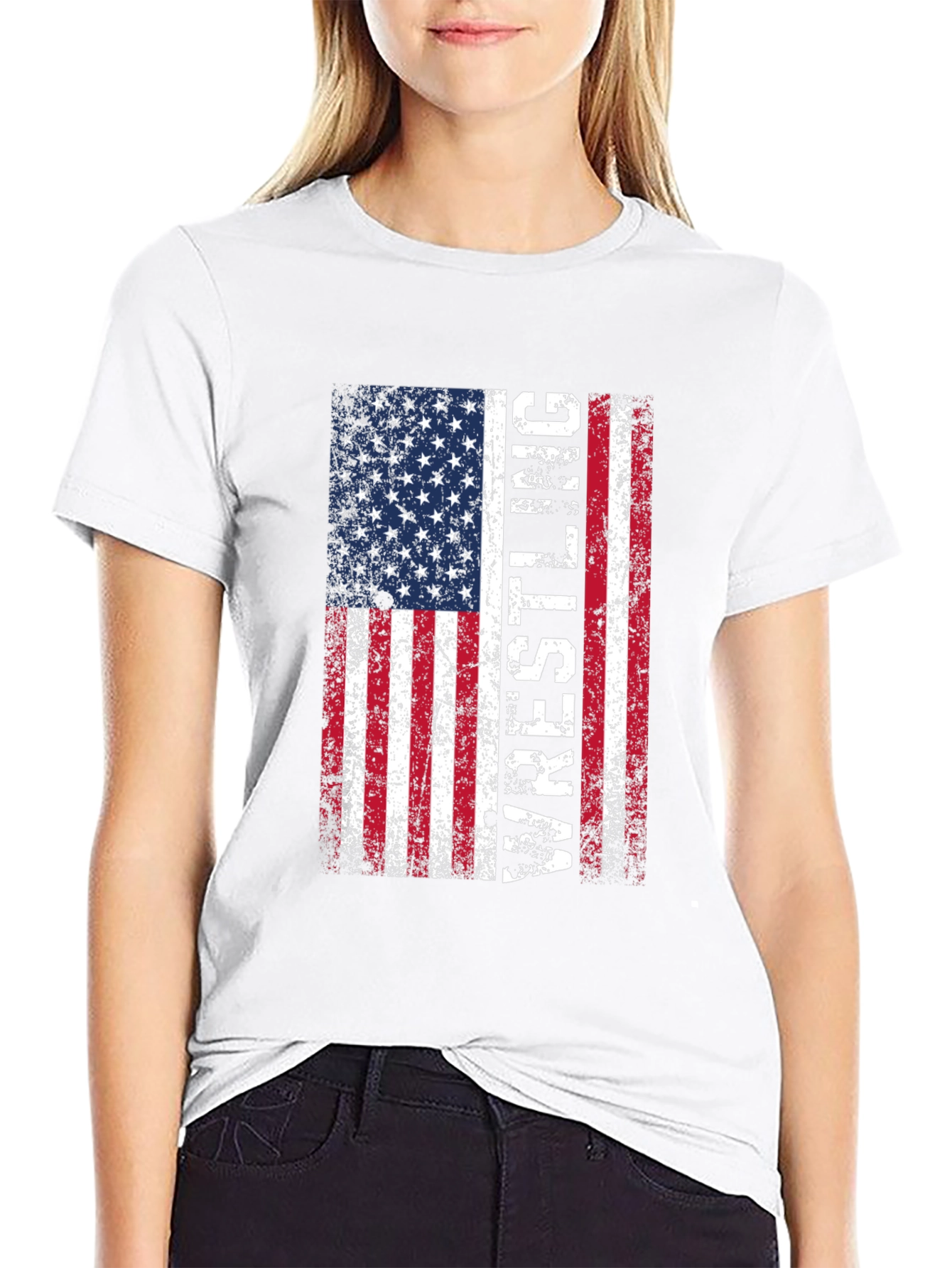 Wrestling USA Flag T-Shirt - Patriotic Sports Tee