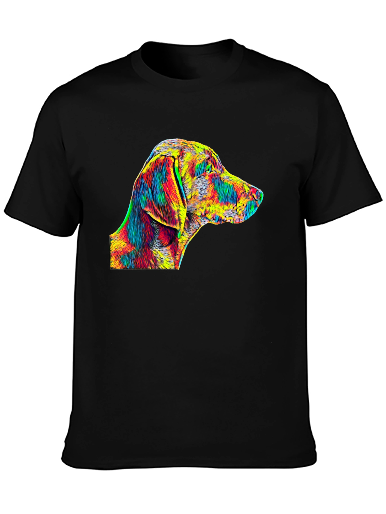 Vibrant Dog Art Black T-Shirt