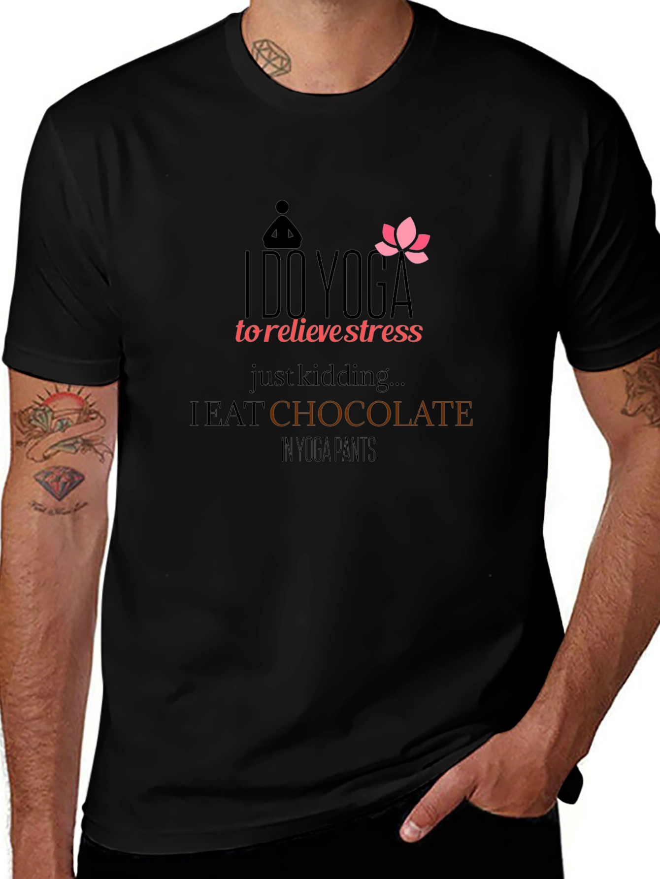 Yoga Chocolate Humor T-Shirt - Relax & Indulge!