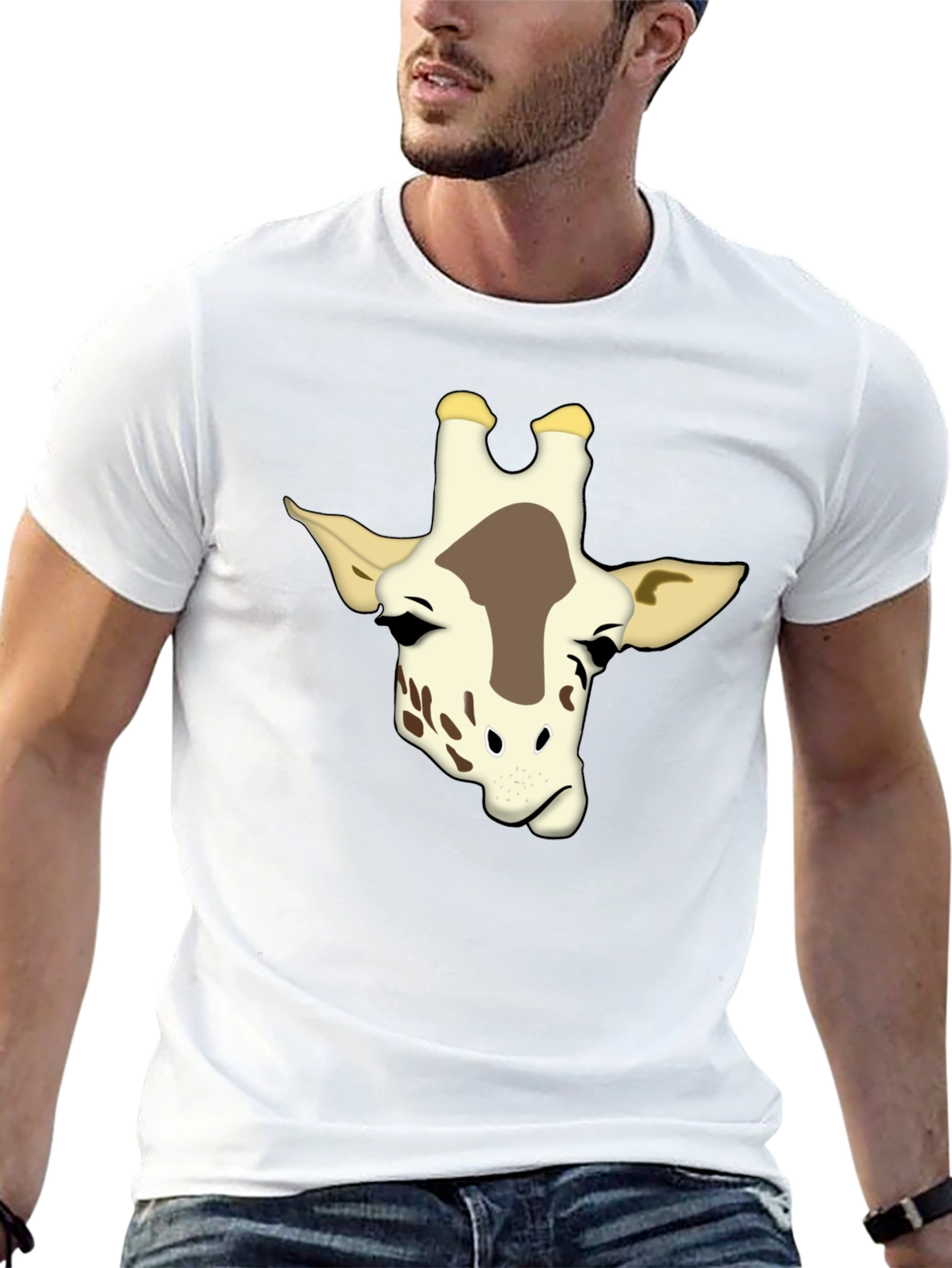 Giraffe Graphic Print Black T-Shirt
