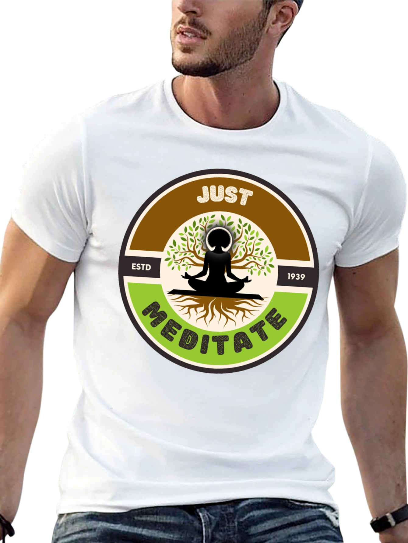 Just Meditate T-Shirt - Black Yoga Inspired Tee