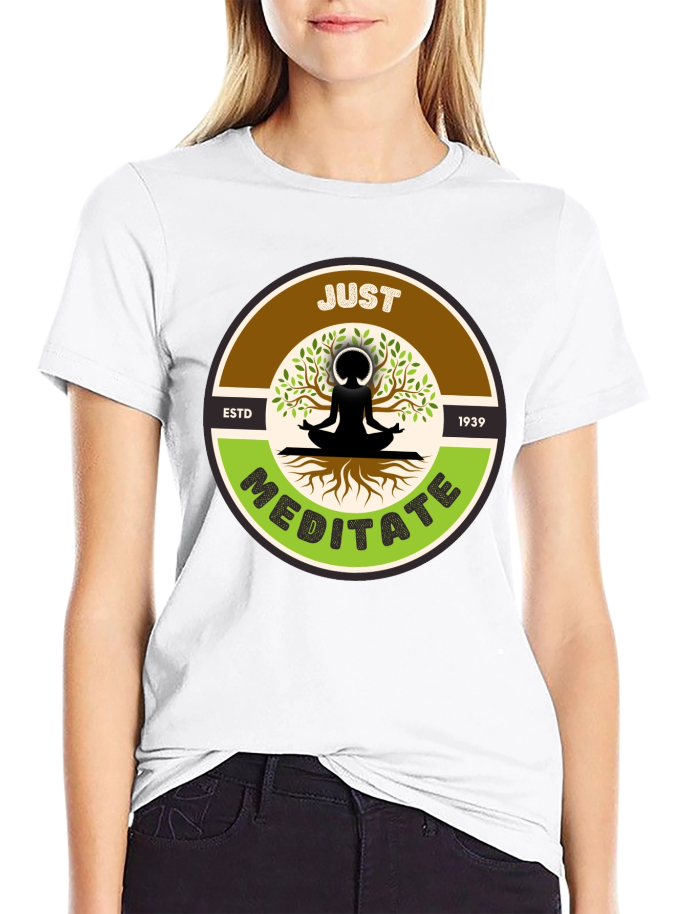 Just Meditate T-Shirt - Black Yoga Inspired Tee