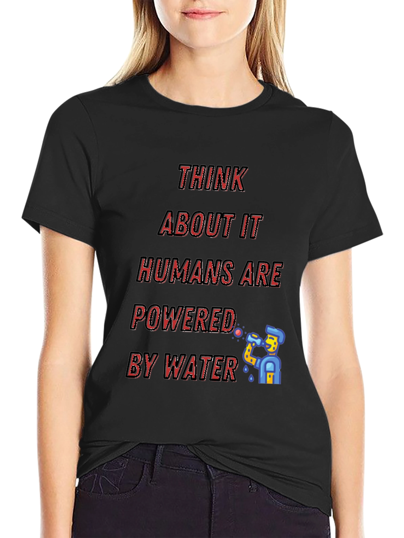 Humorous Powered by Water Graphic Tee