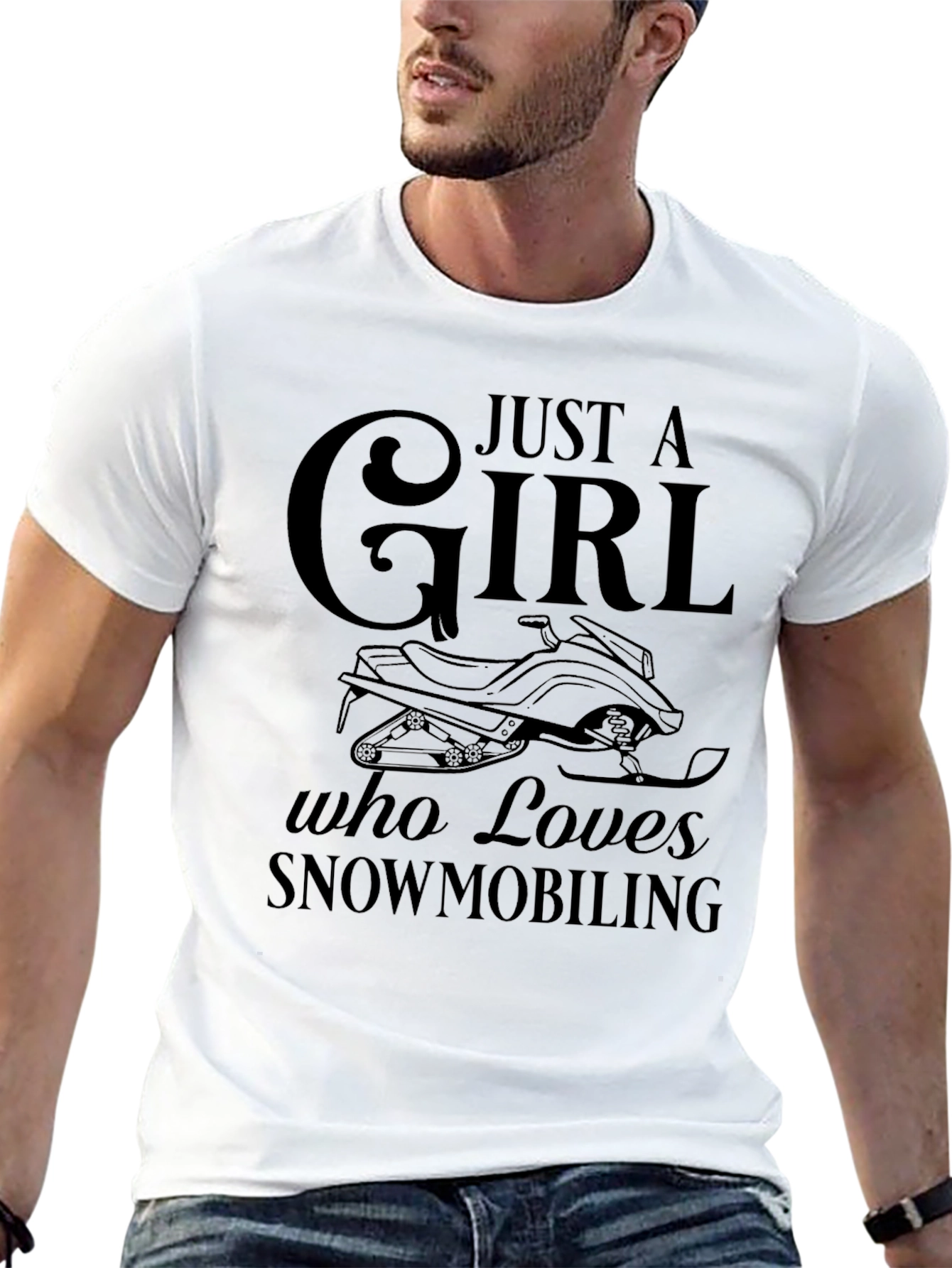 Just a Girl Who Loves Snowmobiling Black T-Shirt