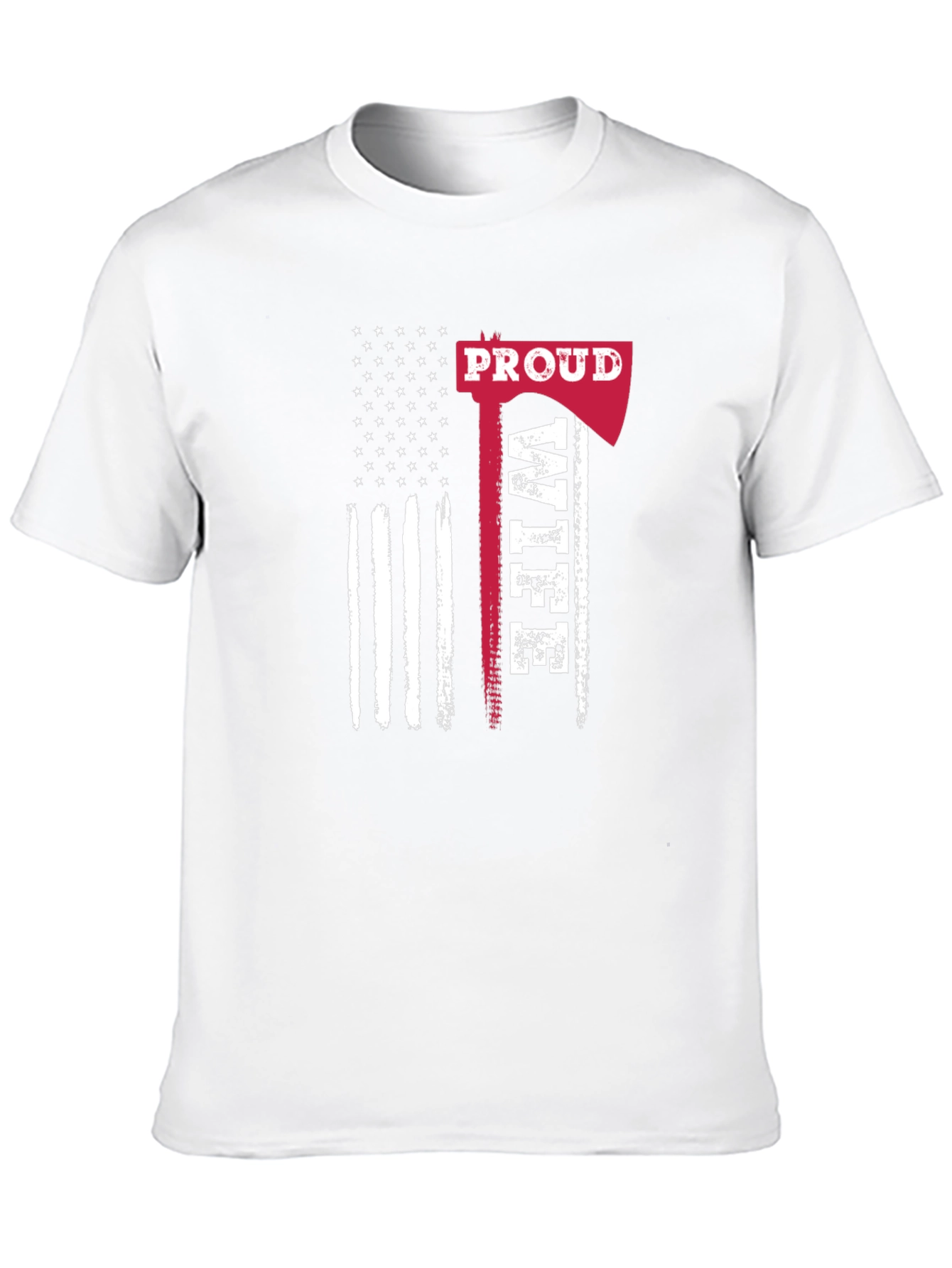 Proud Firefighter Wife T-Shirt - Axe American Flag Design