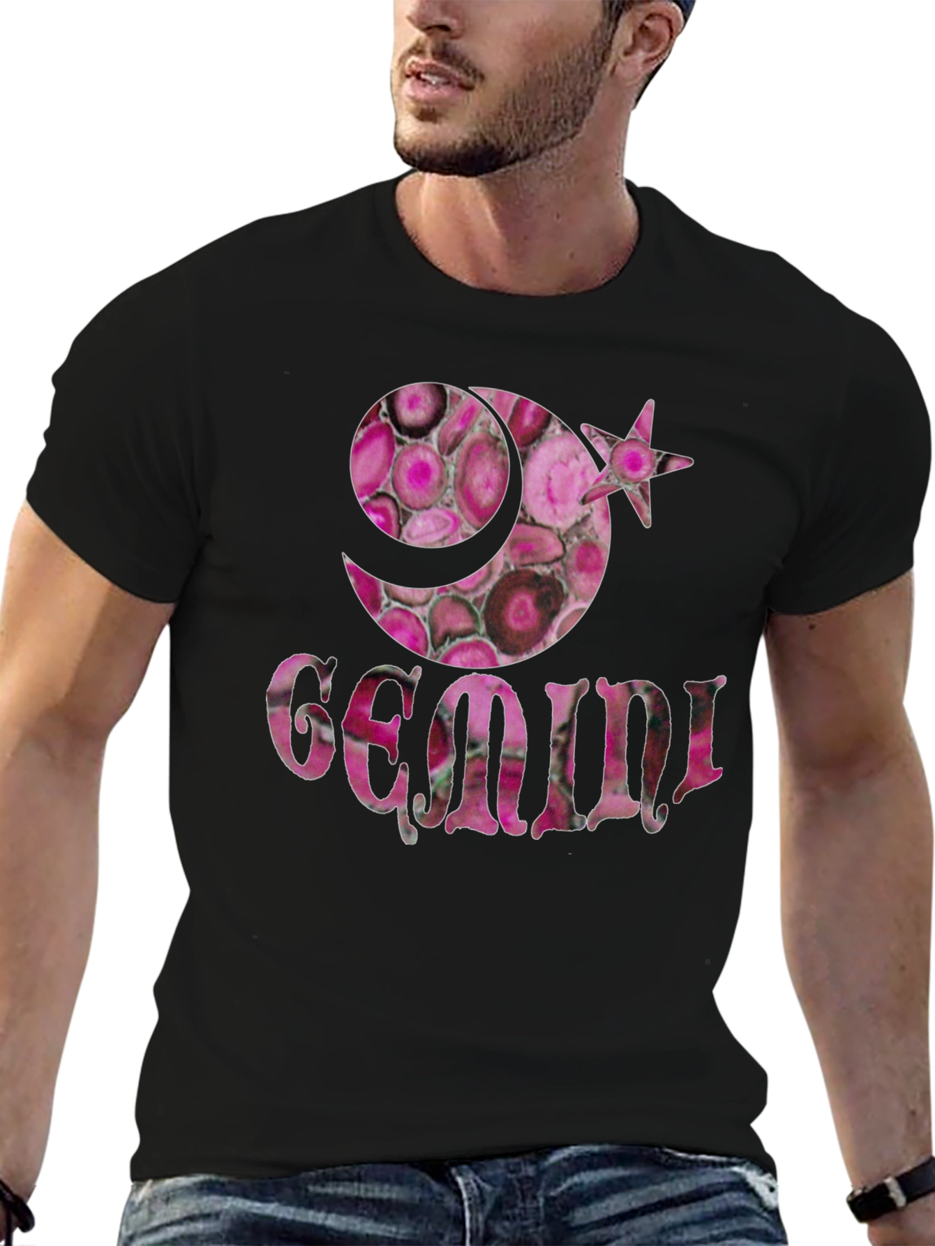 Gemini Zodiac Pink Agate T-Shirt