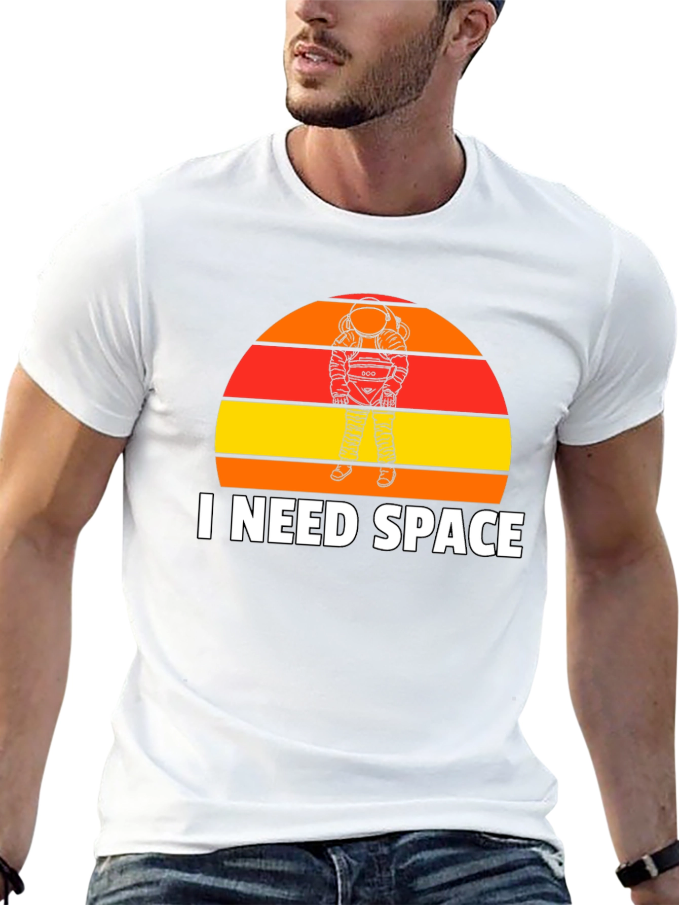 I Need Space T-Shirt: Astronaut Sunset Graphic Tee