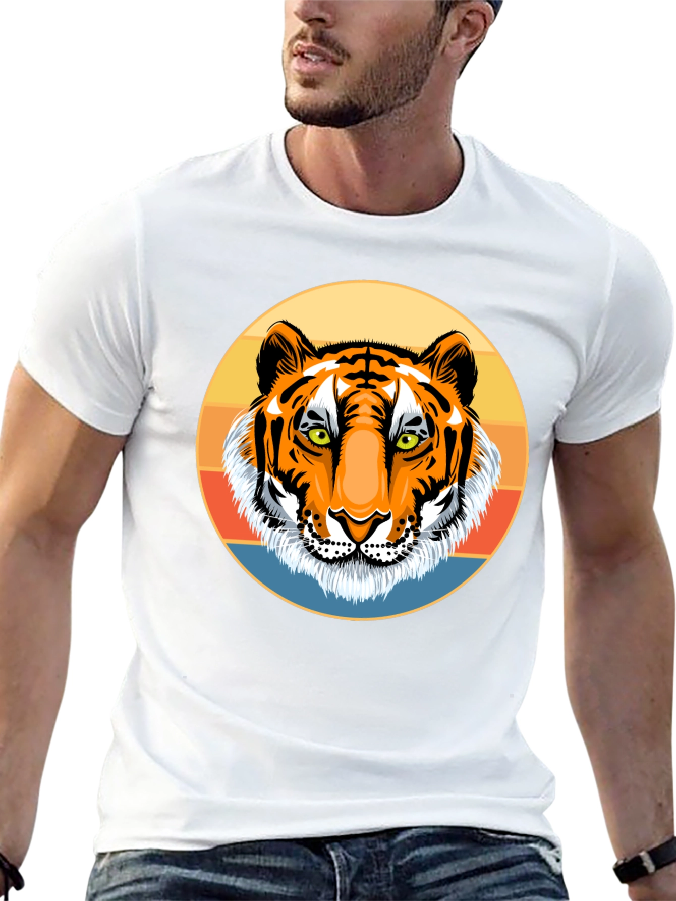 Tiger Graphic Tee - Retro Style Black T-Shirt