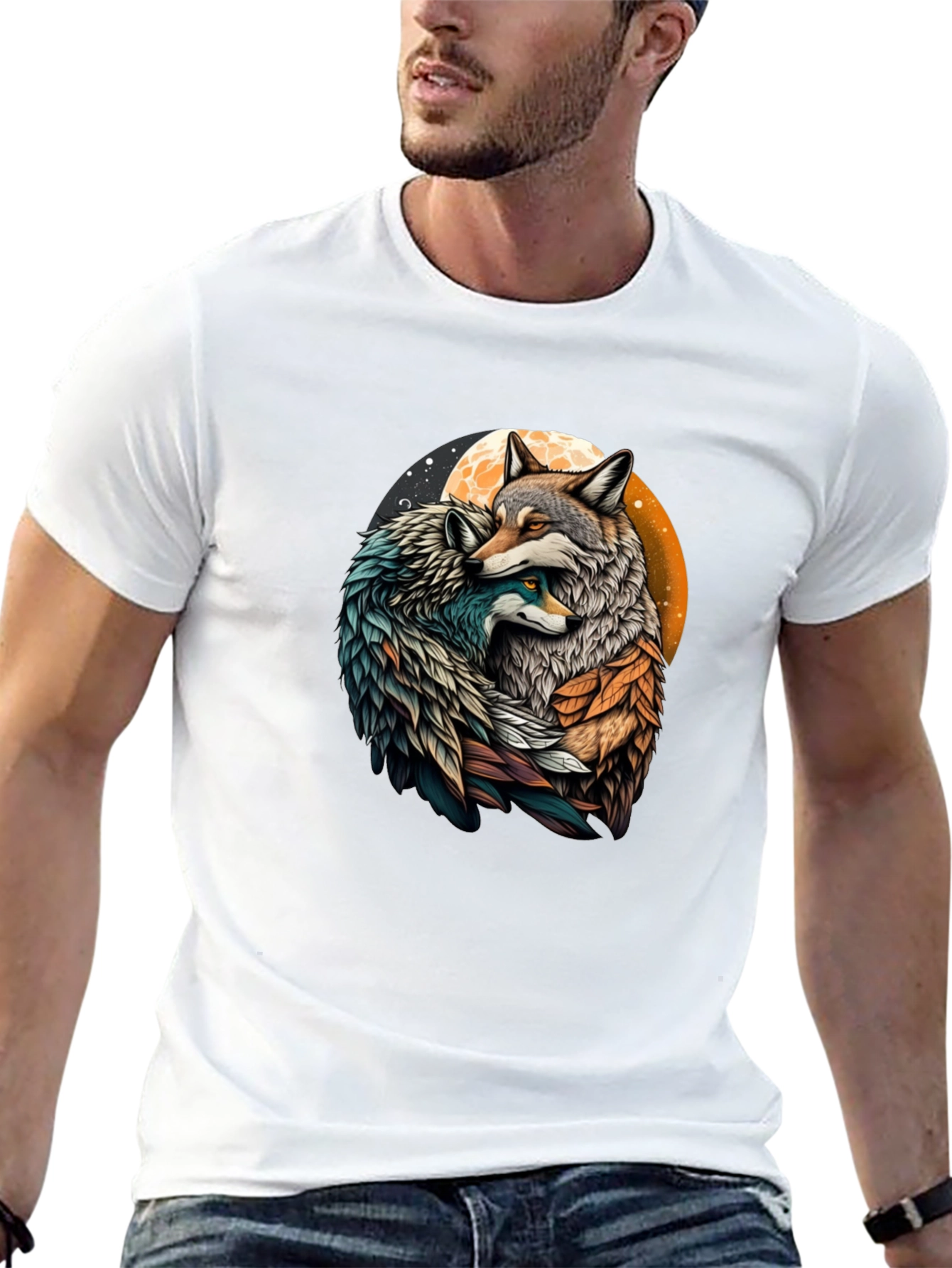 Loving Wolves Graphic T-Shirt - Stylish Black Tee
