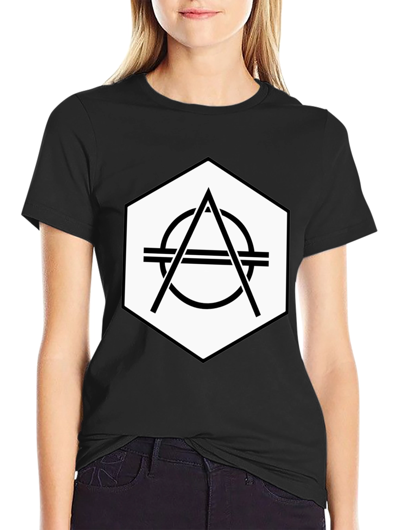 Geometric Logo Black Tee - Modern Graphic Design