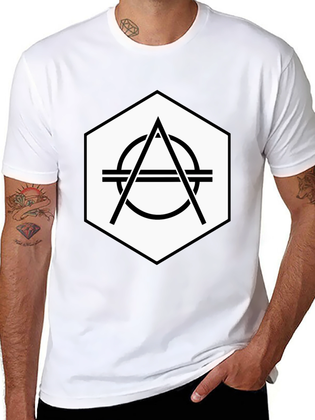 Geometric Logo Black Tee - Modern Graphic Design