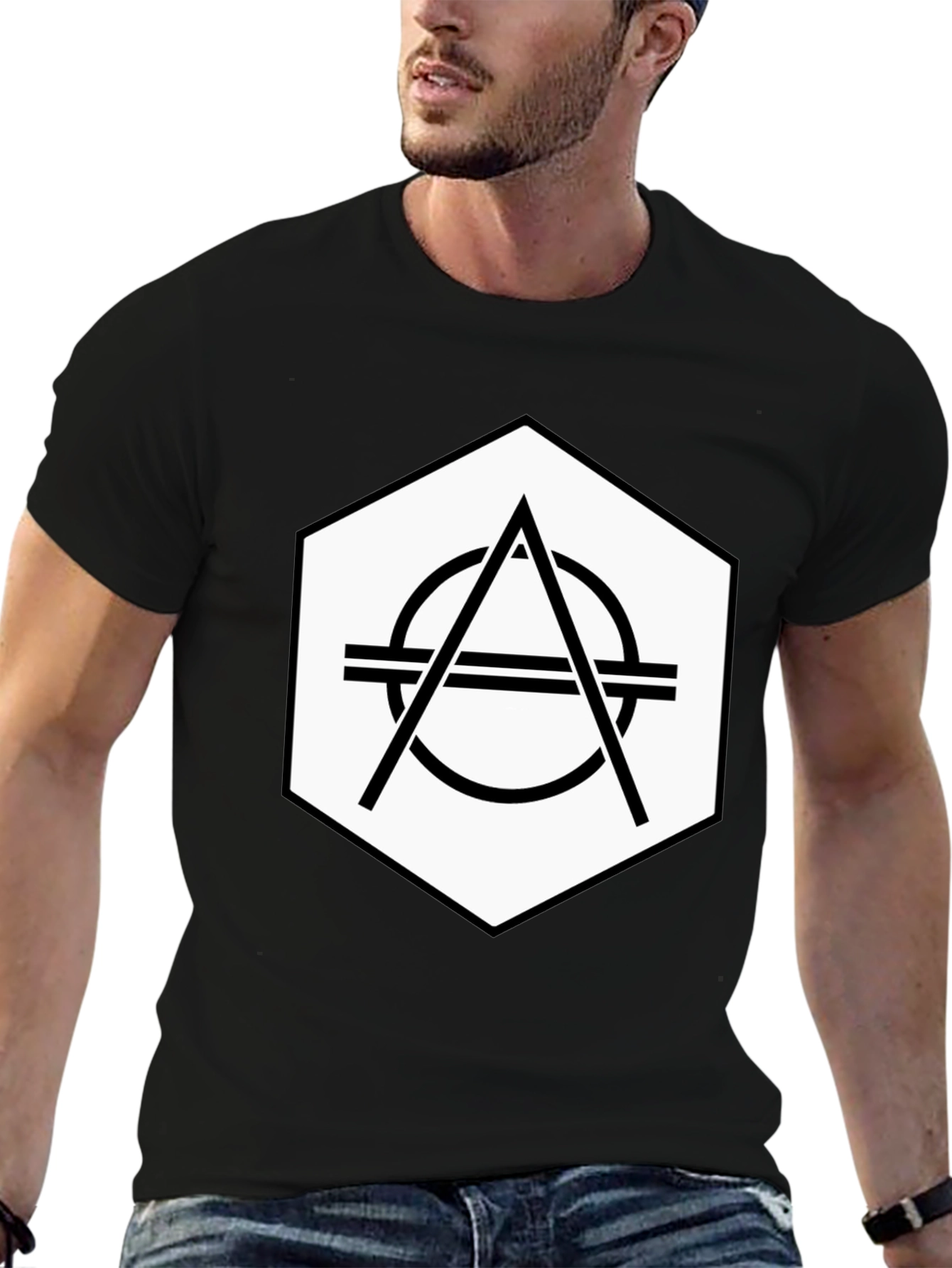 Geometric Logo Black Tee - Modern Graphic Design