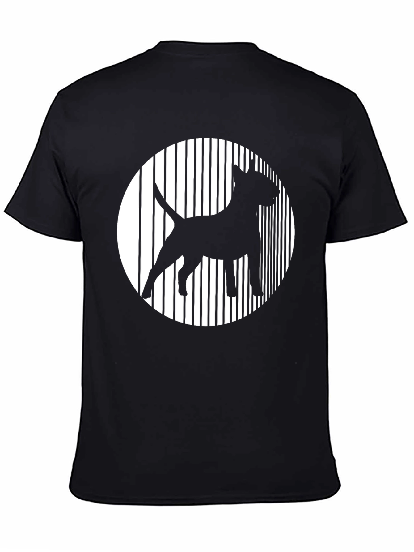 Dog Silhouette Graphic Tee - Black Cotton Shirt