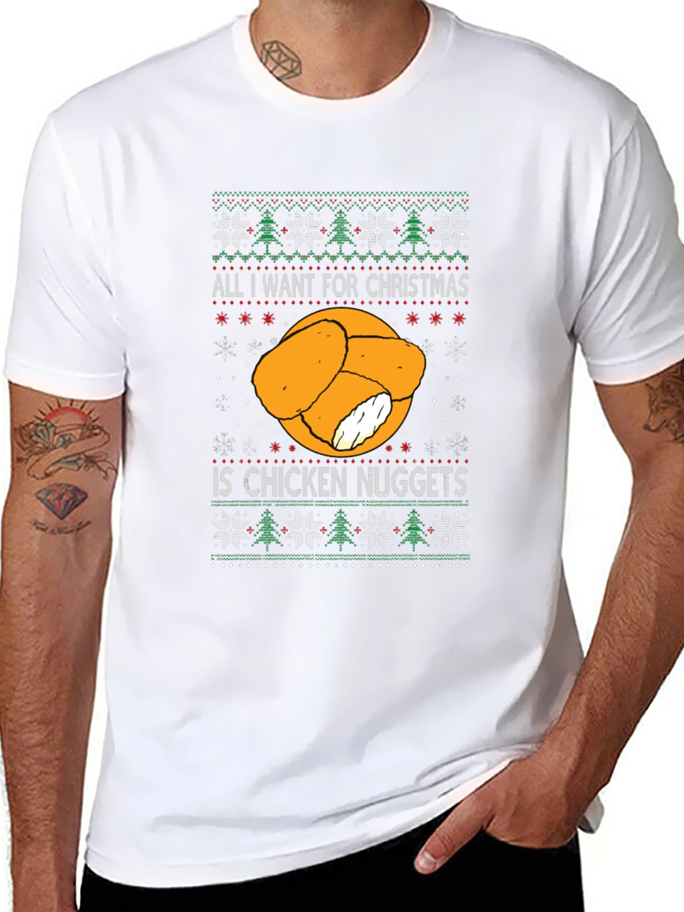 Chicken Nuggets Christmas T-Shirt