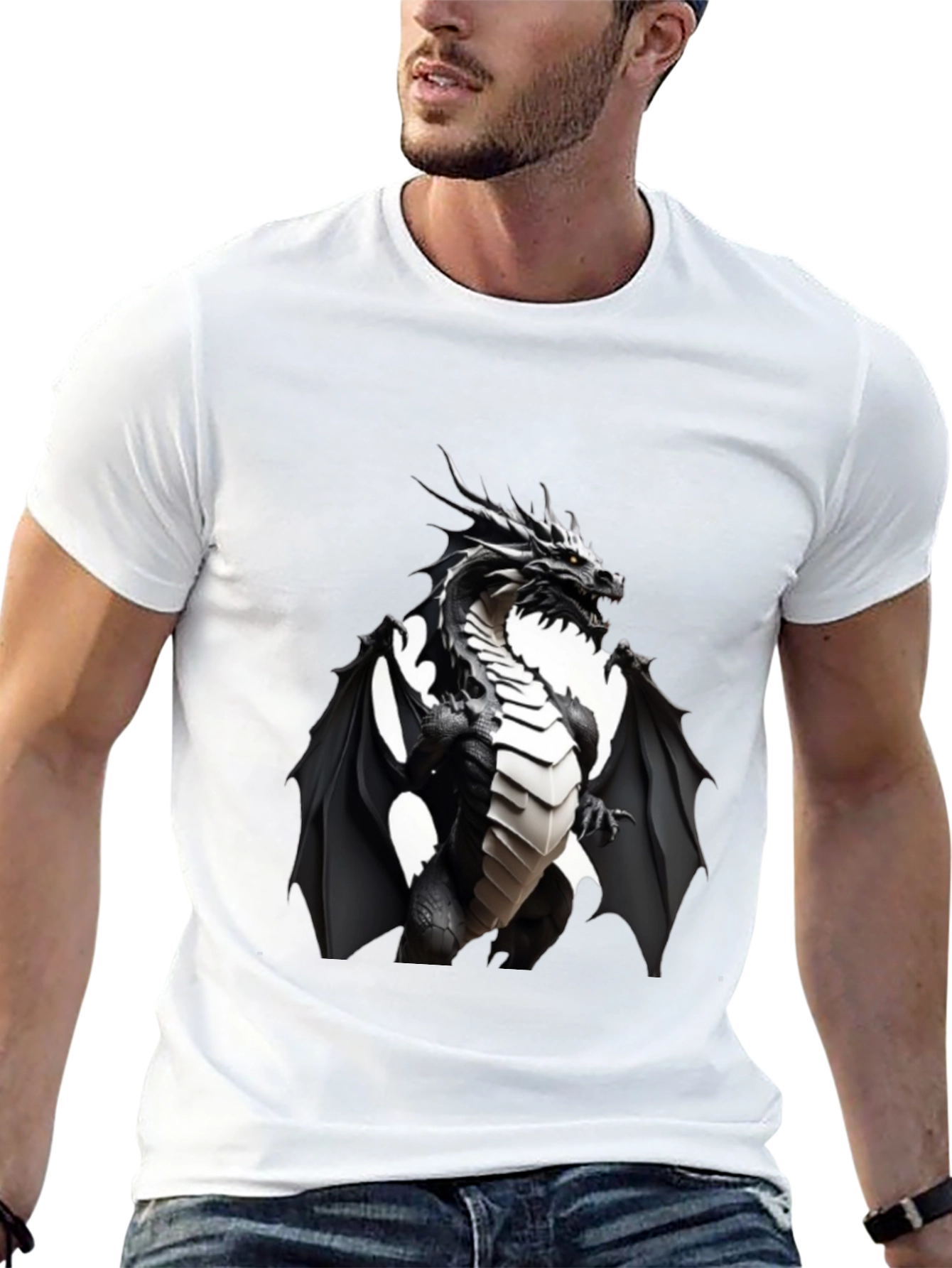 Black Dragon Graphic T-Shirt - Bold Fantasy Wear