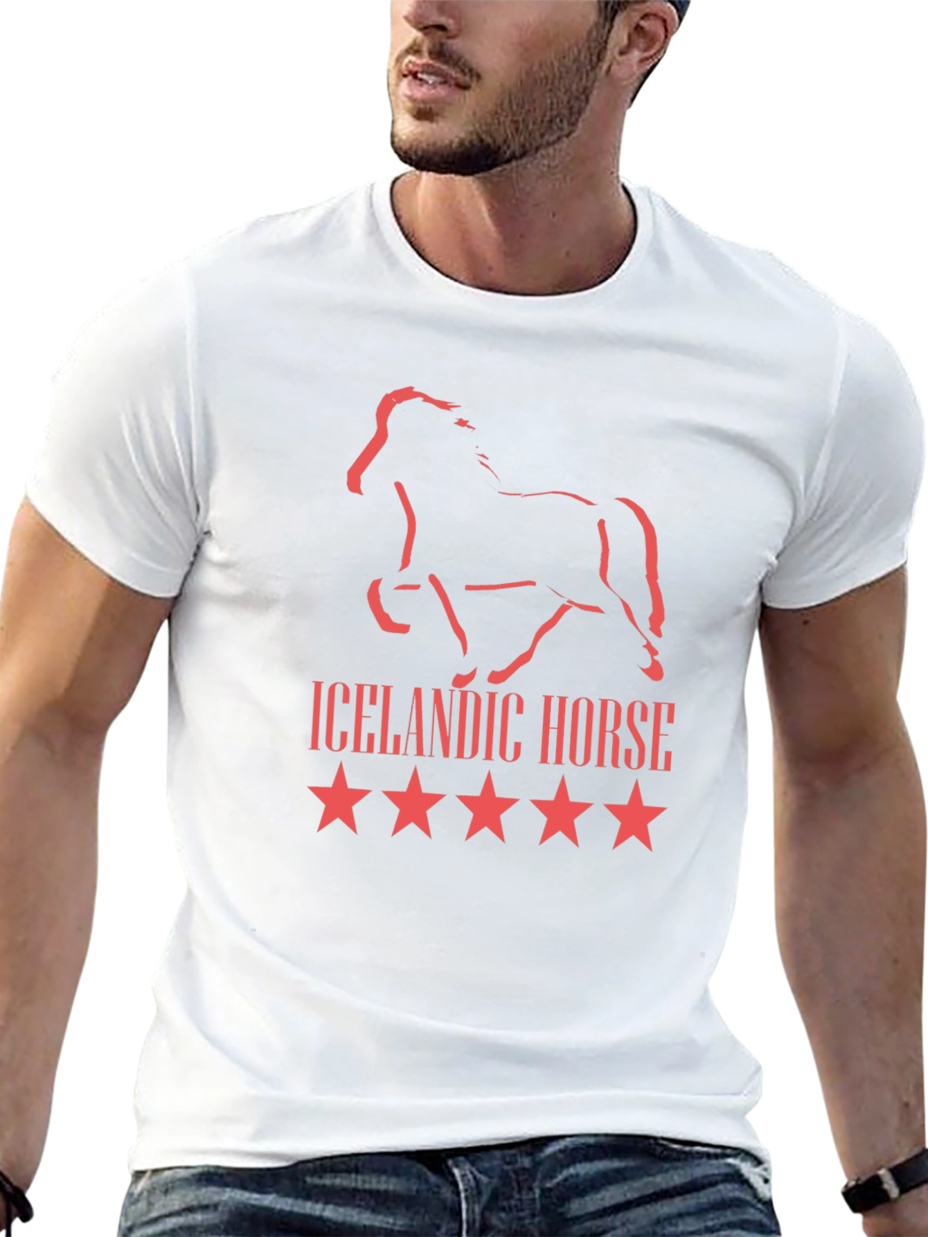 Icelandic Horse Graphic Tee - Black Cotton T-Shirt