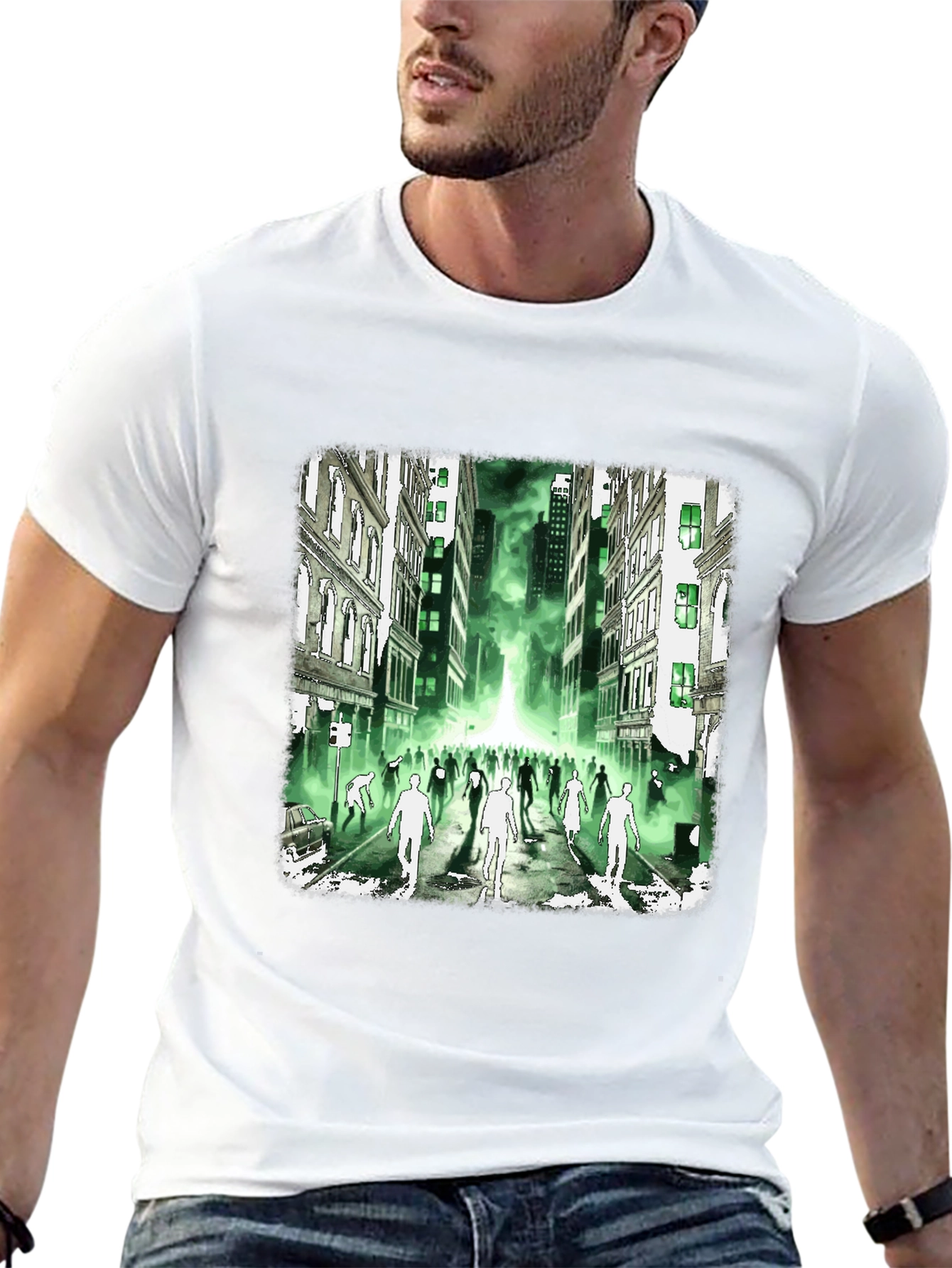 Zombie City T-Shirt - Green Glow Undead Design