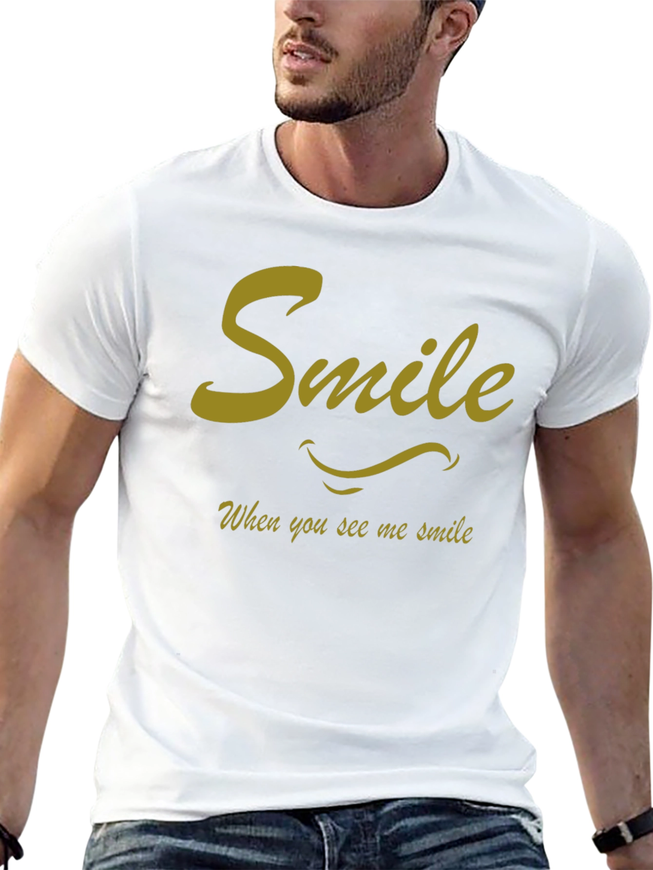 Smile Graphic Tee - Black Cotton Casual Shirt