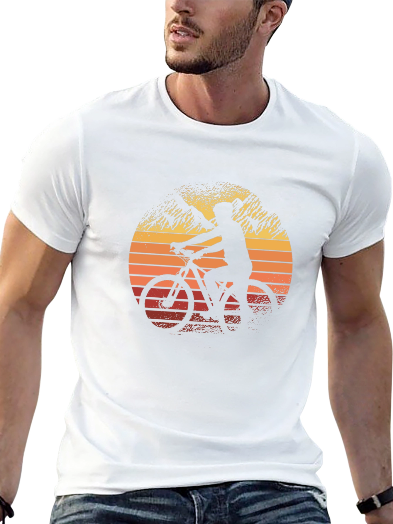 Mountain Biking Sunset Graphic Tee