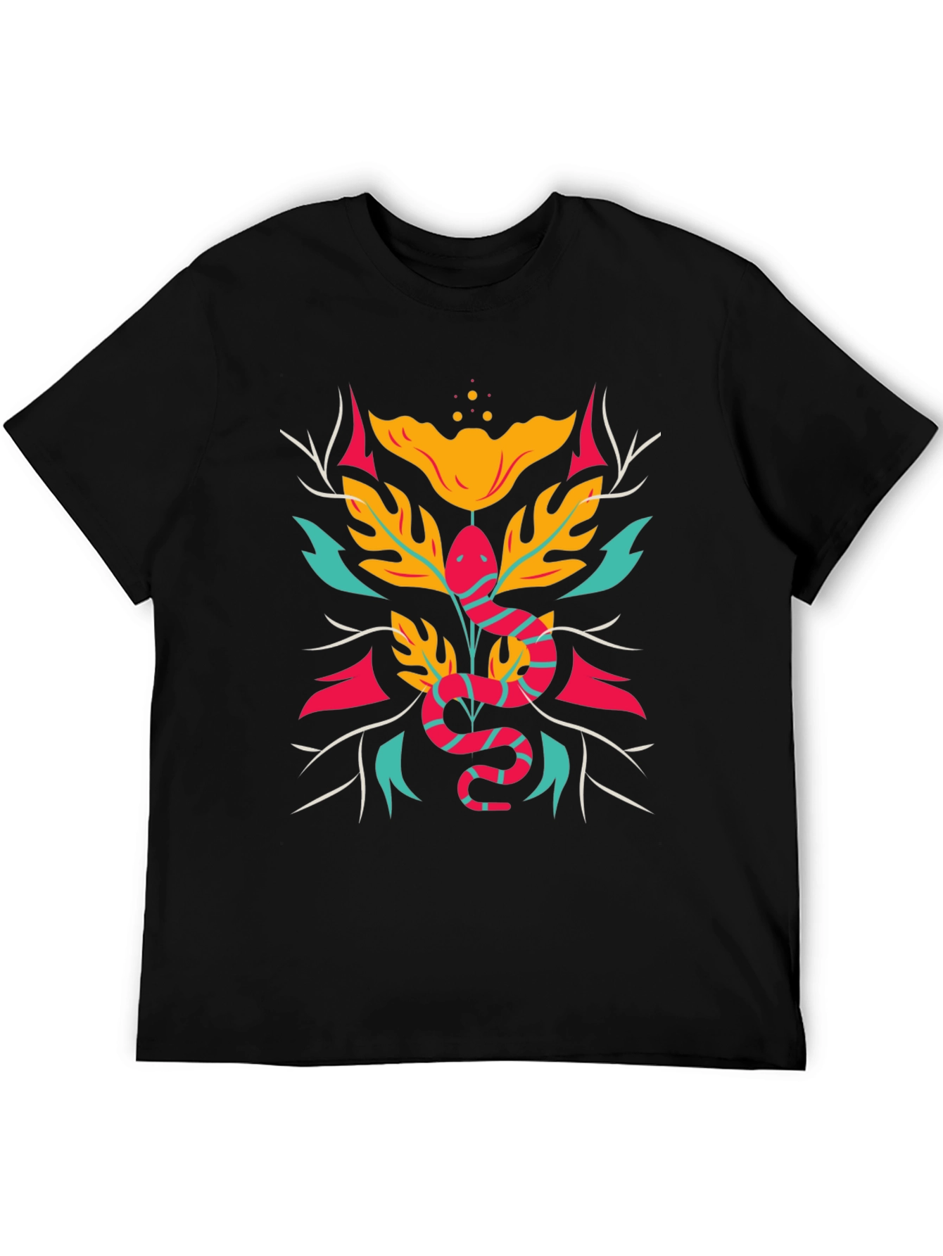 Snake & Floral Graphic Tee - Bold Style