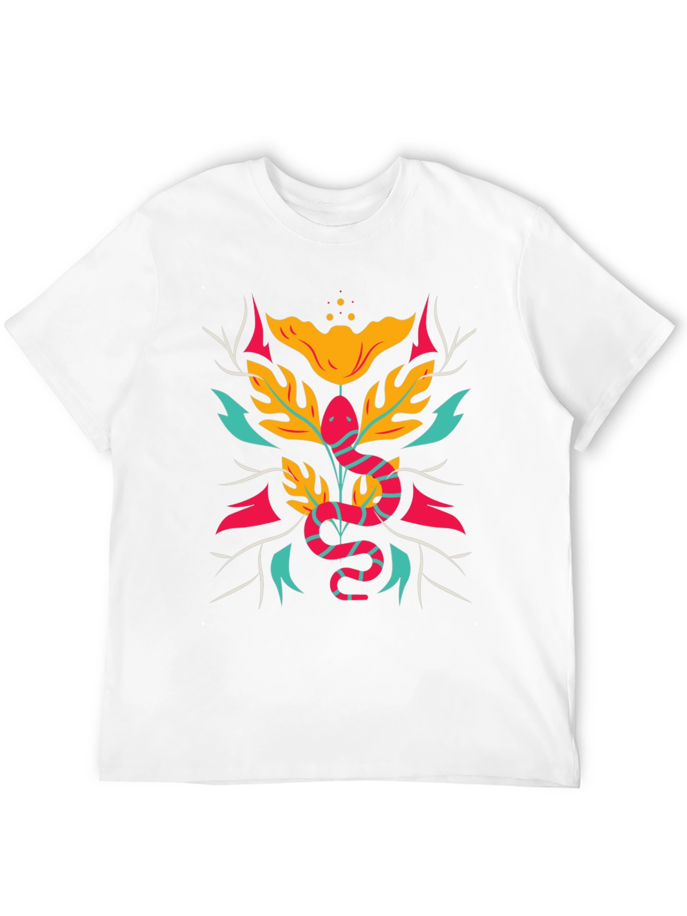 Snake & Floral Graphic Tee - Bold Style