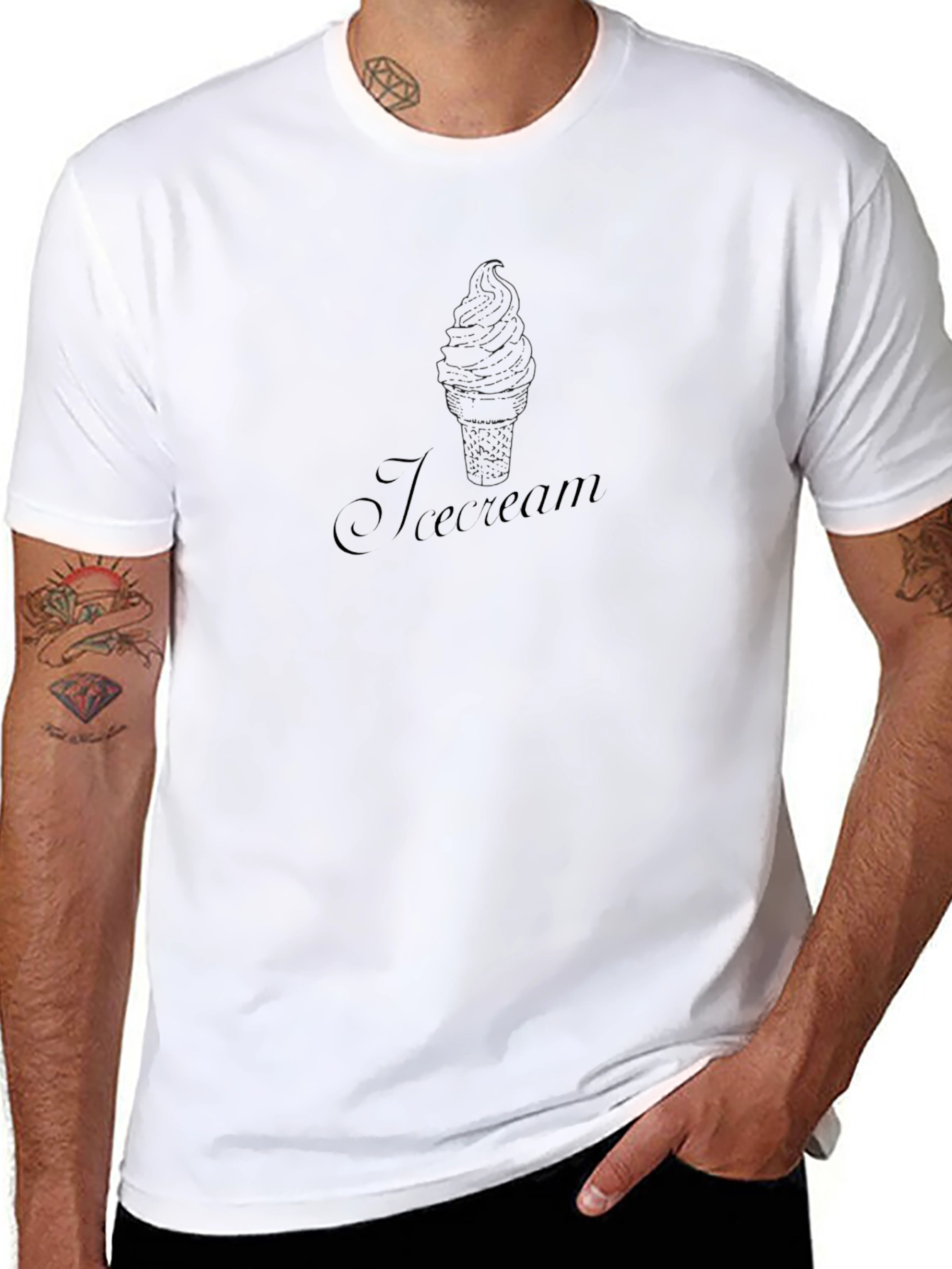 Classic Black Tee with Icecream Design