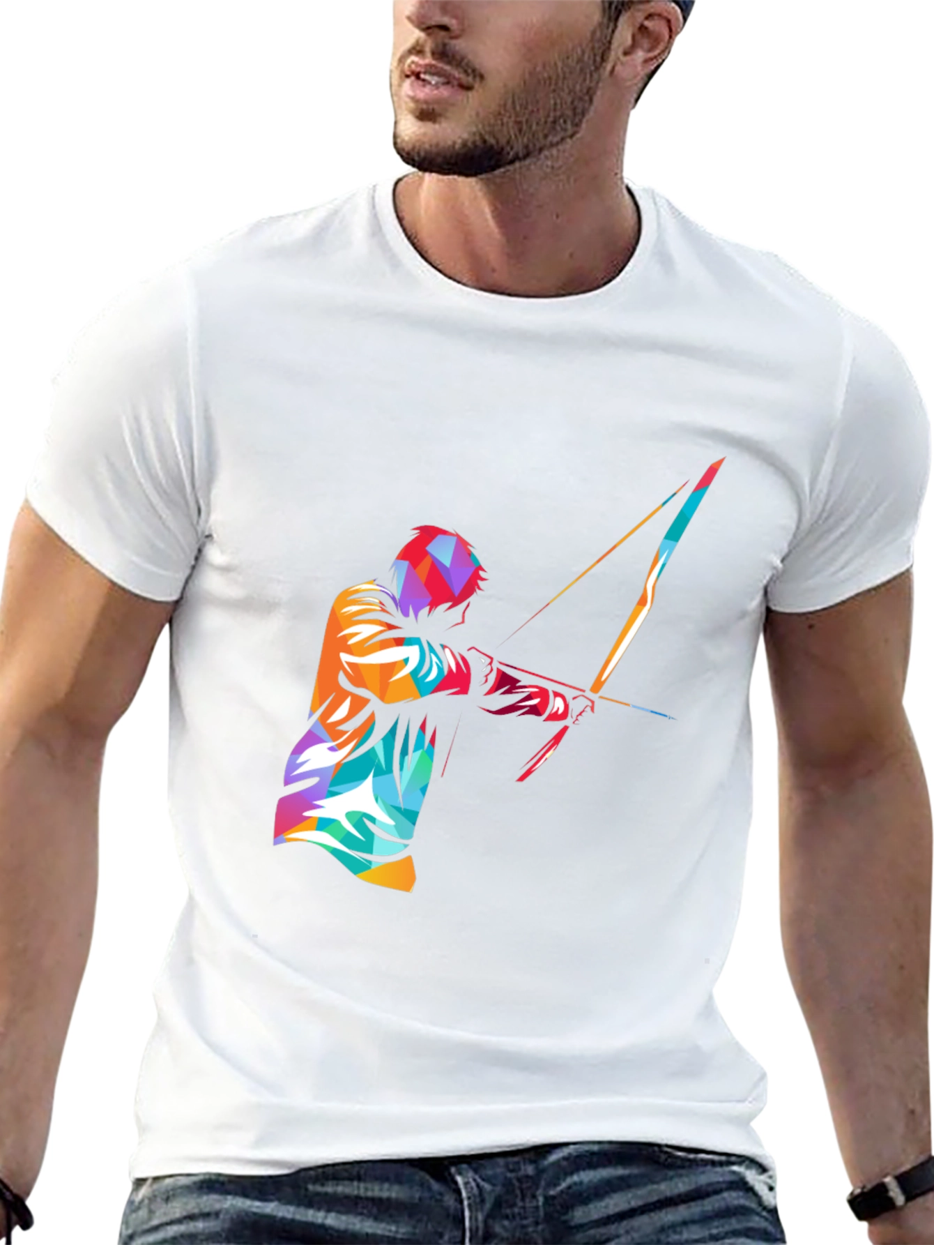 Mens Black Graphic Tee - Archery Design
