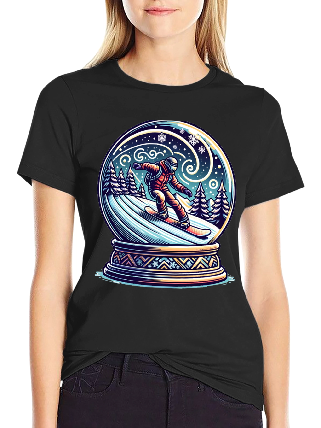 Snow Globe Snowboarder Graphic Tee