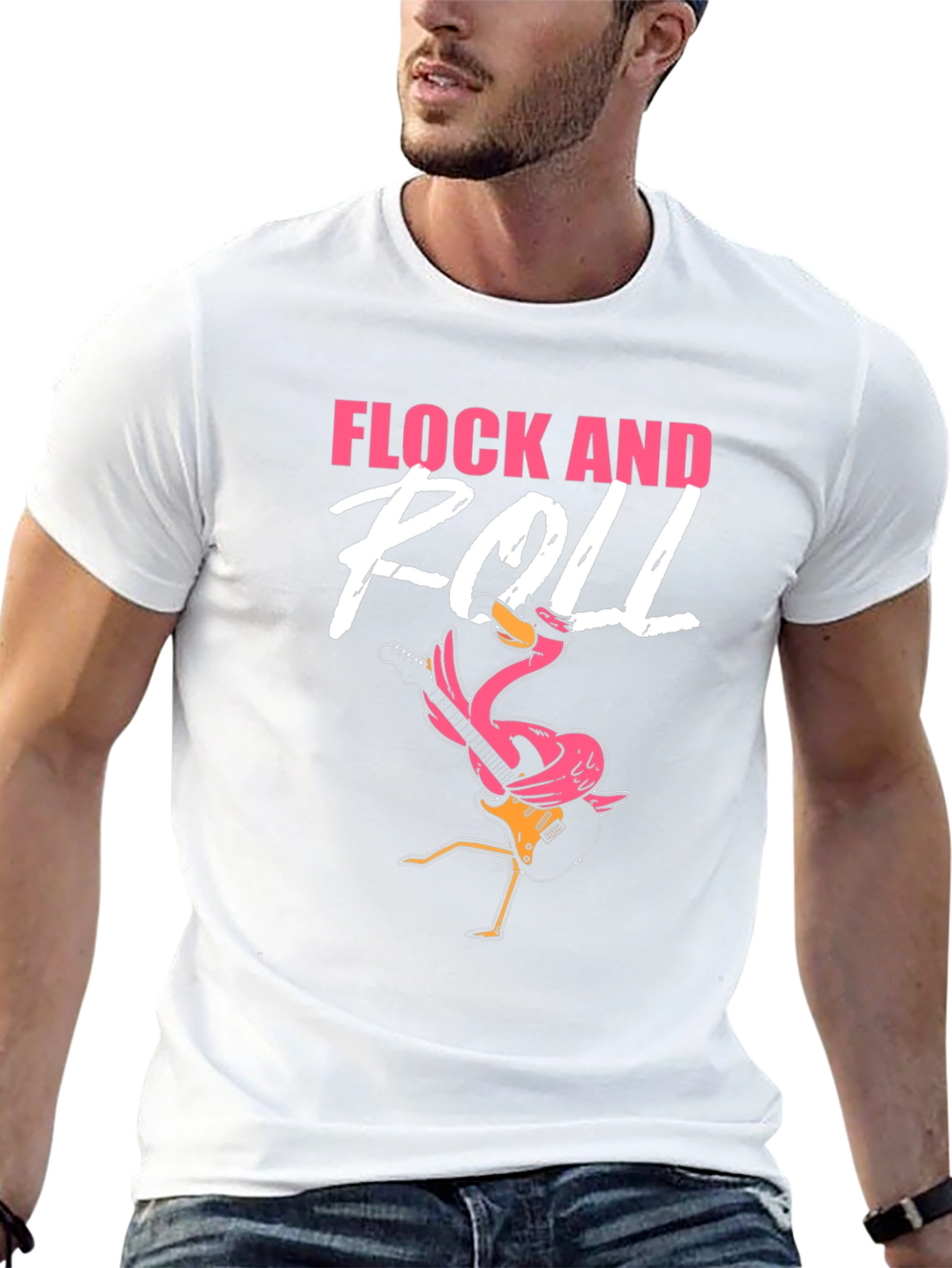 Flock and Roll Graphic Tee - Rocker Flamingo T-Shirt