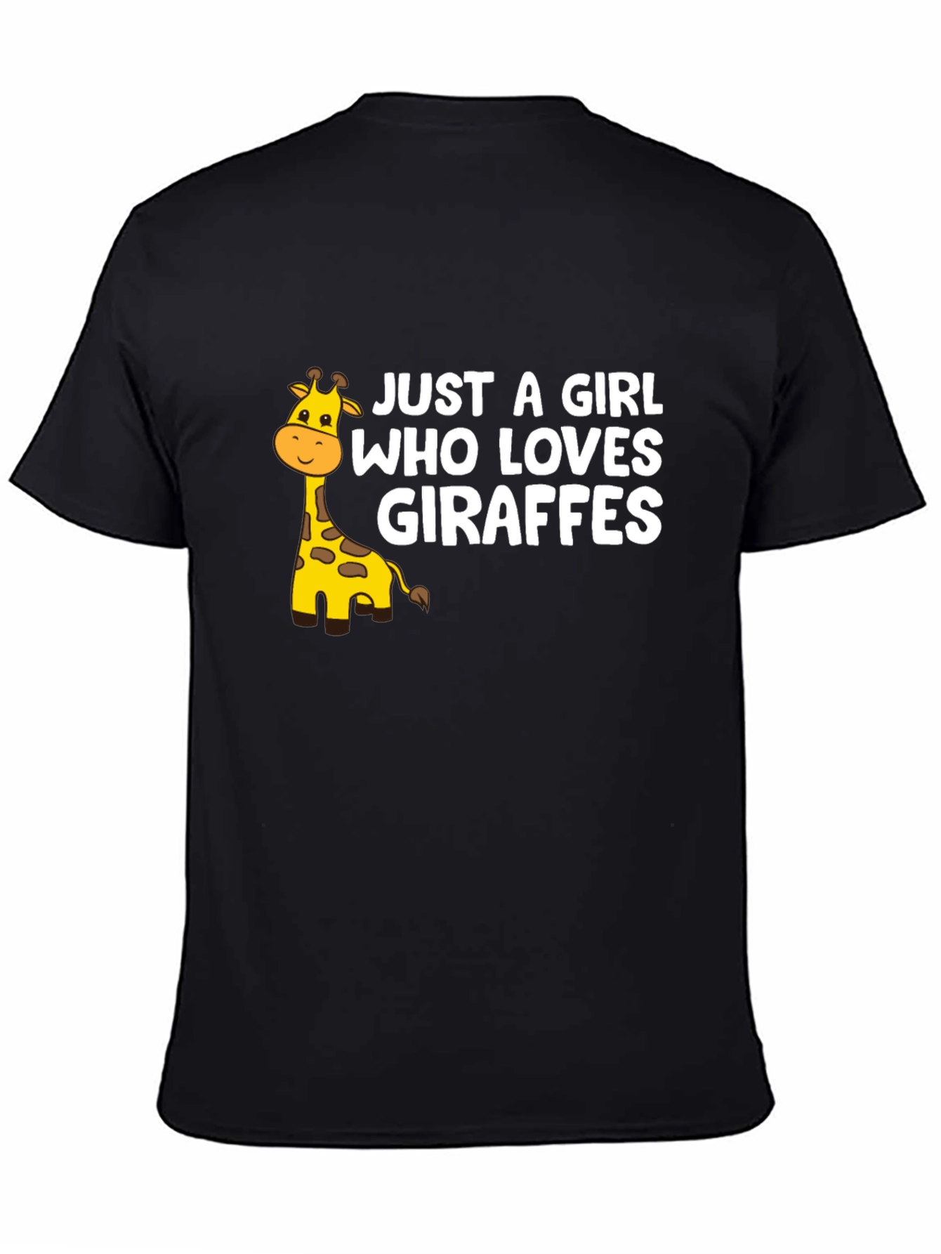 Just a Girl Who Loves Giraffes Black Graphic Tee