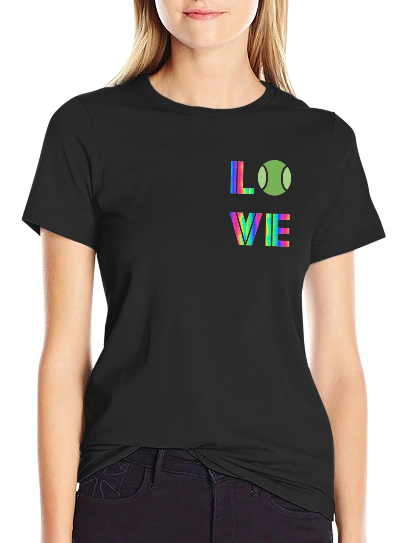 Love Tennis Graphic Tee - Rainbow Design