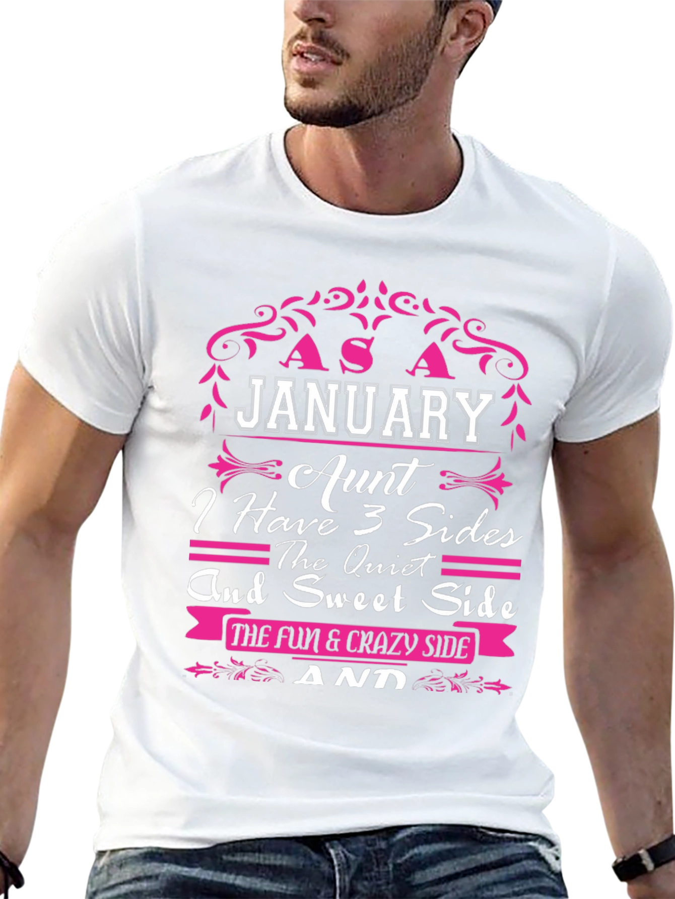 January Aunt T-Shirt - 3 Sides Funny Graphic Tee