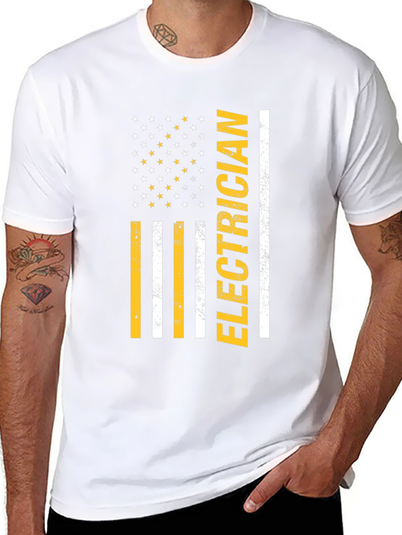 Electrician American Flag Graphic T-Shirt