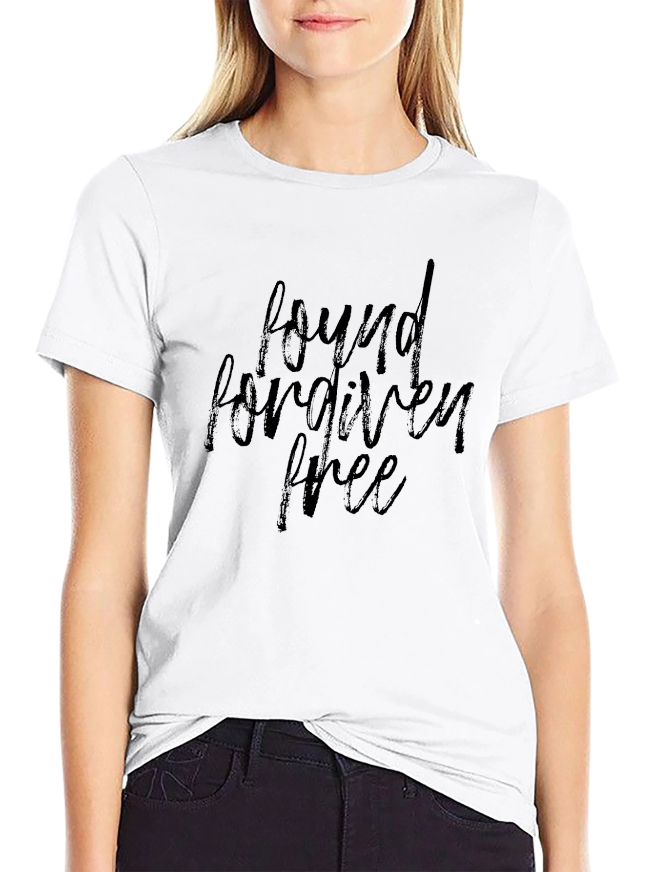 Found Forgiven Free Black Graphic Tee