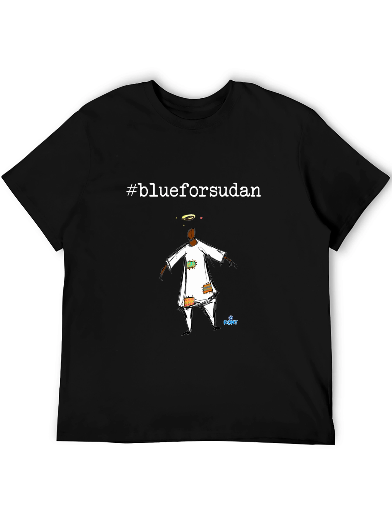 #blueforsudan Graphic T-Shirt - Unisex Black Tee