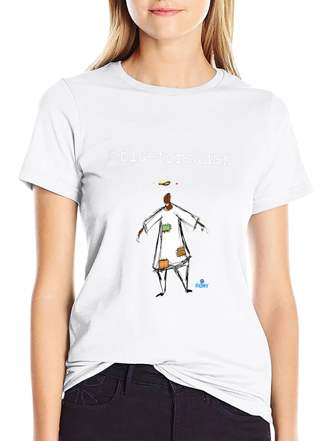 #blueforsudan Graphic T-Shirt - Unisex Black Tee