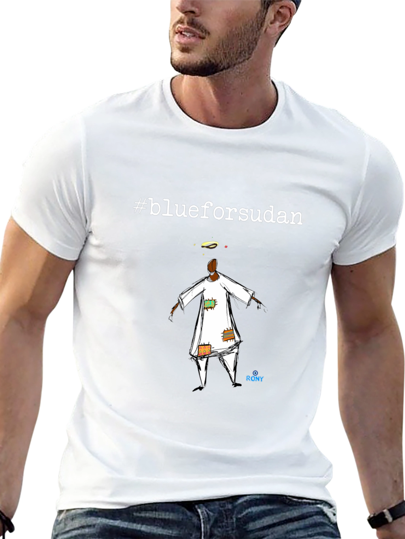 #blueforsudan Graphic T-Shirt - Unisex Black Tee