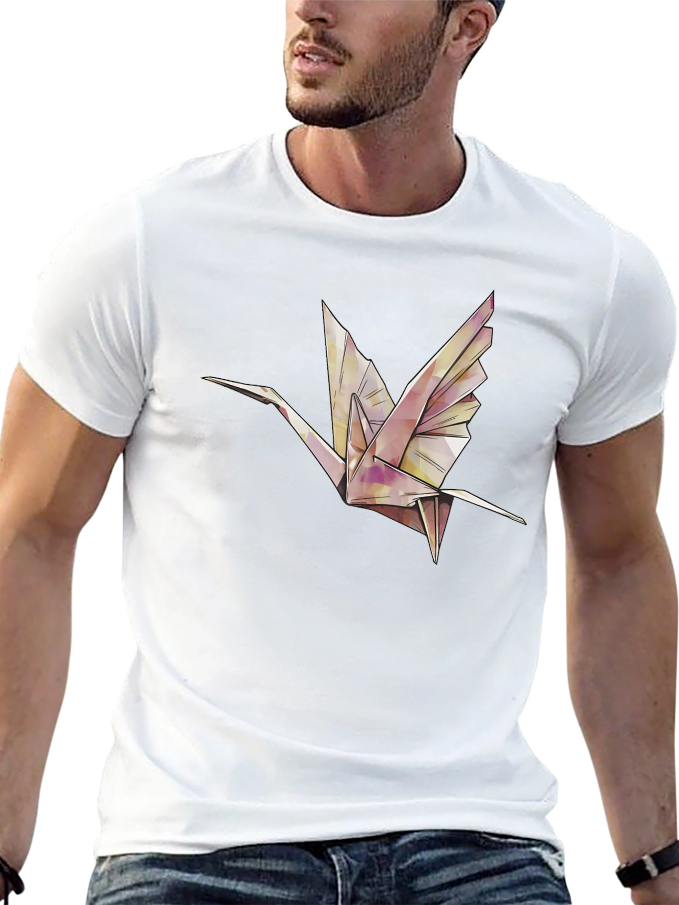 Origami Crane Graphic Tee - Stylish Black T-Shirt