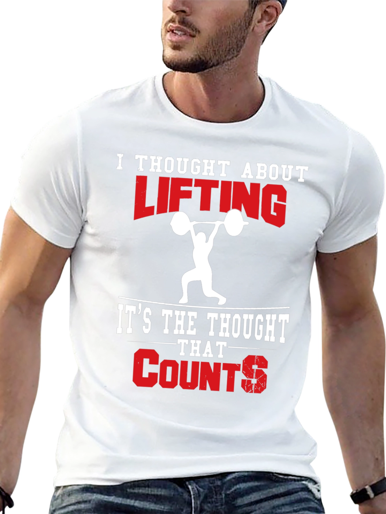 Funny Weightlifting T-Shirt - Thought About Lifting