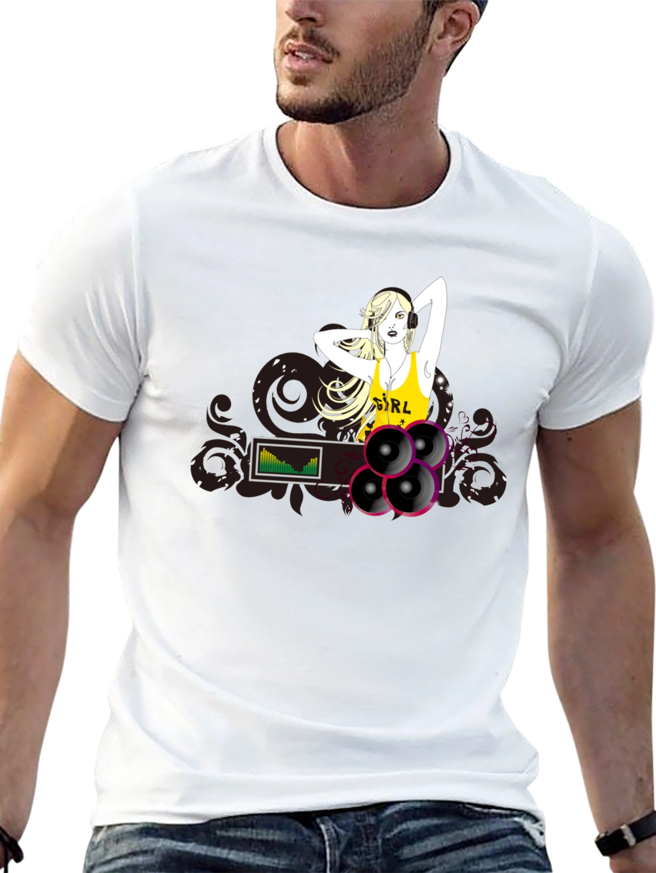 DJ Girl Graphic Black T-Shirt