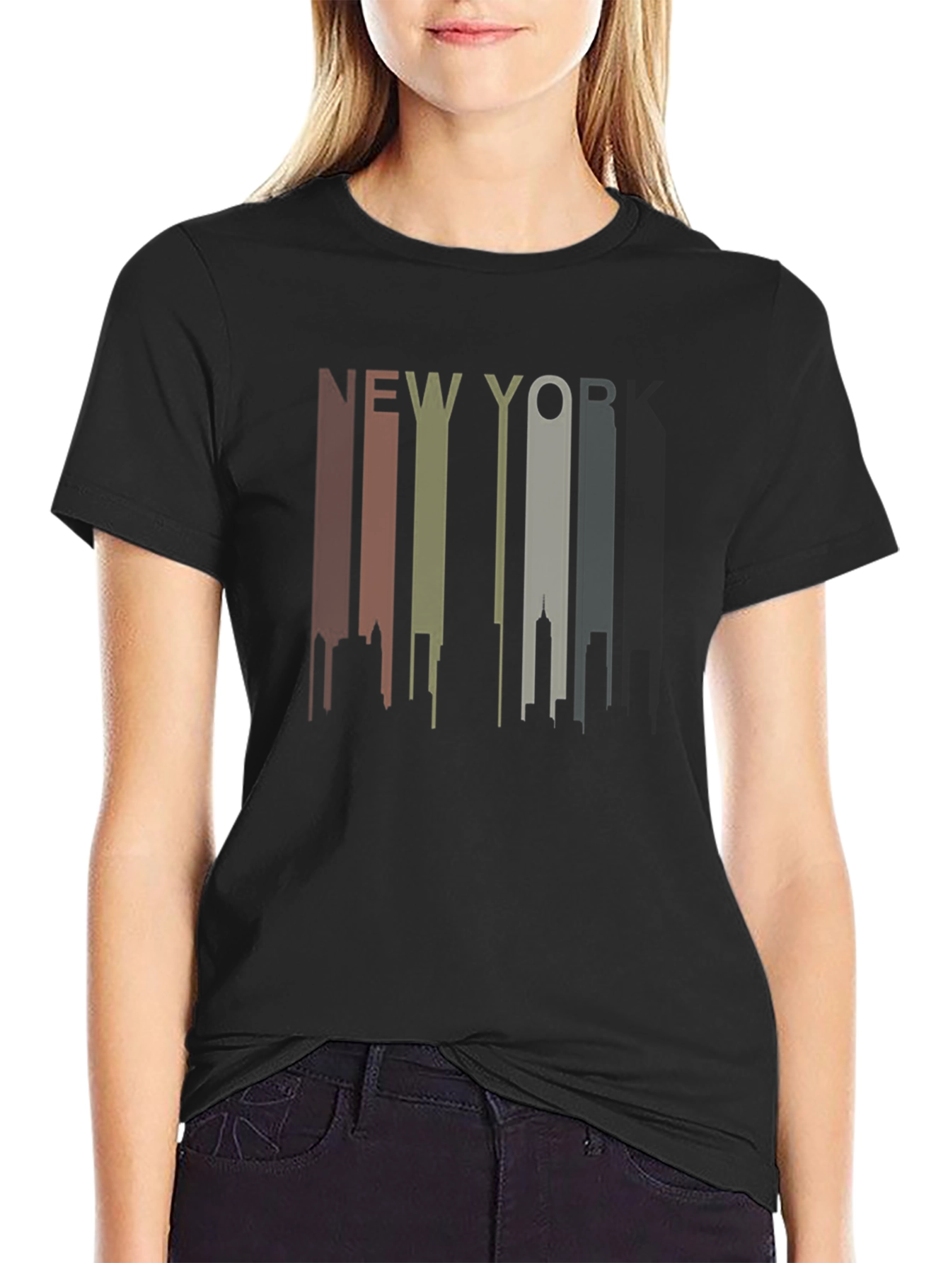 New York Skyline Graphic Tee - Black