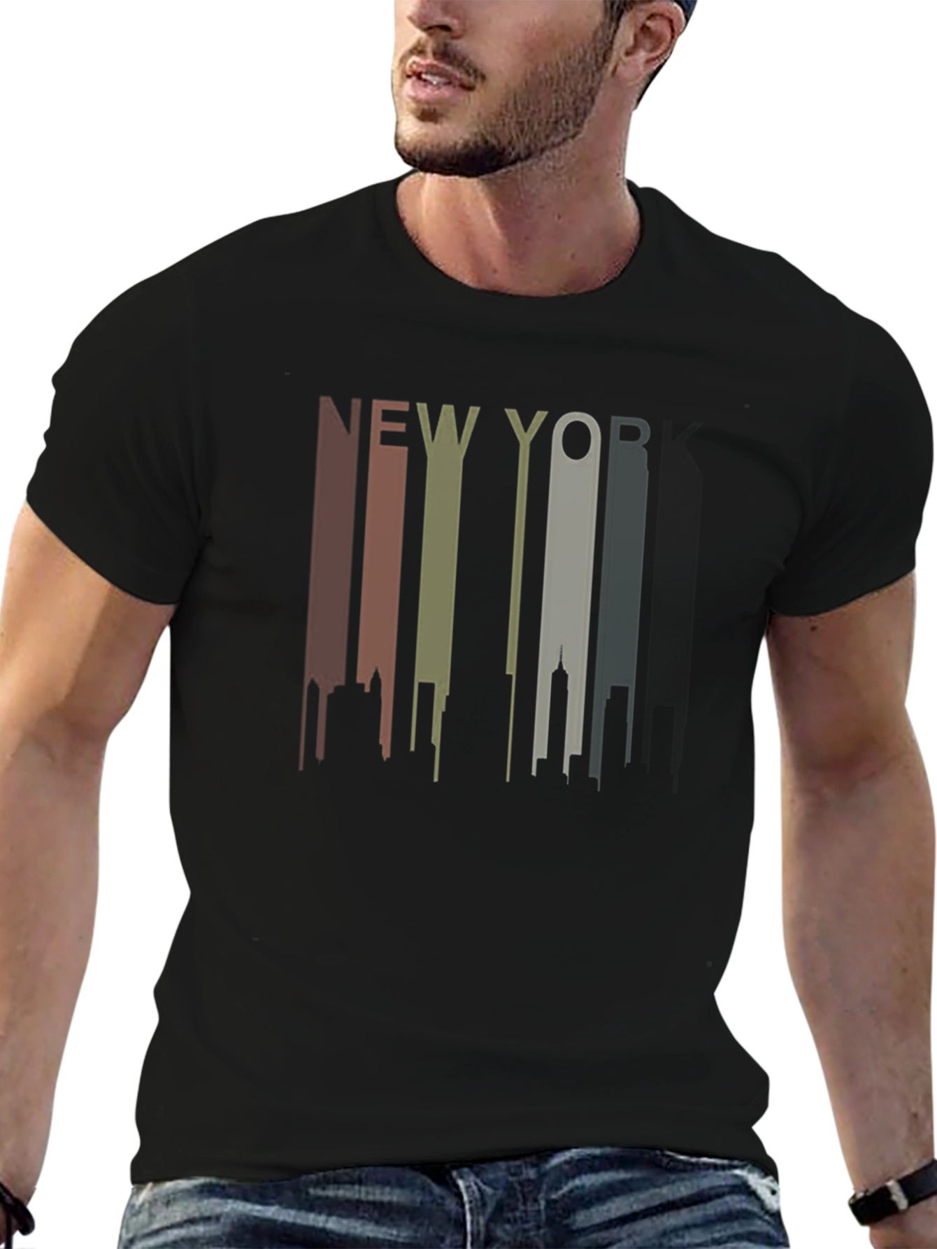 New York Skyline Graphic Tee - Black