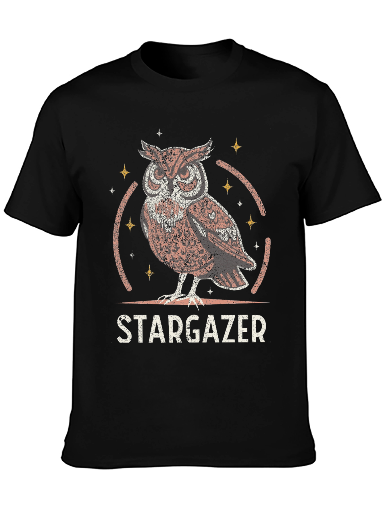Stargazer Owl Graphic T-Shirt - Black