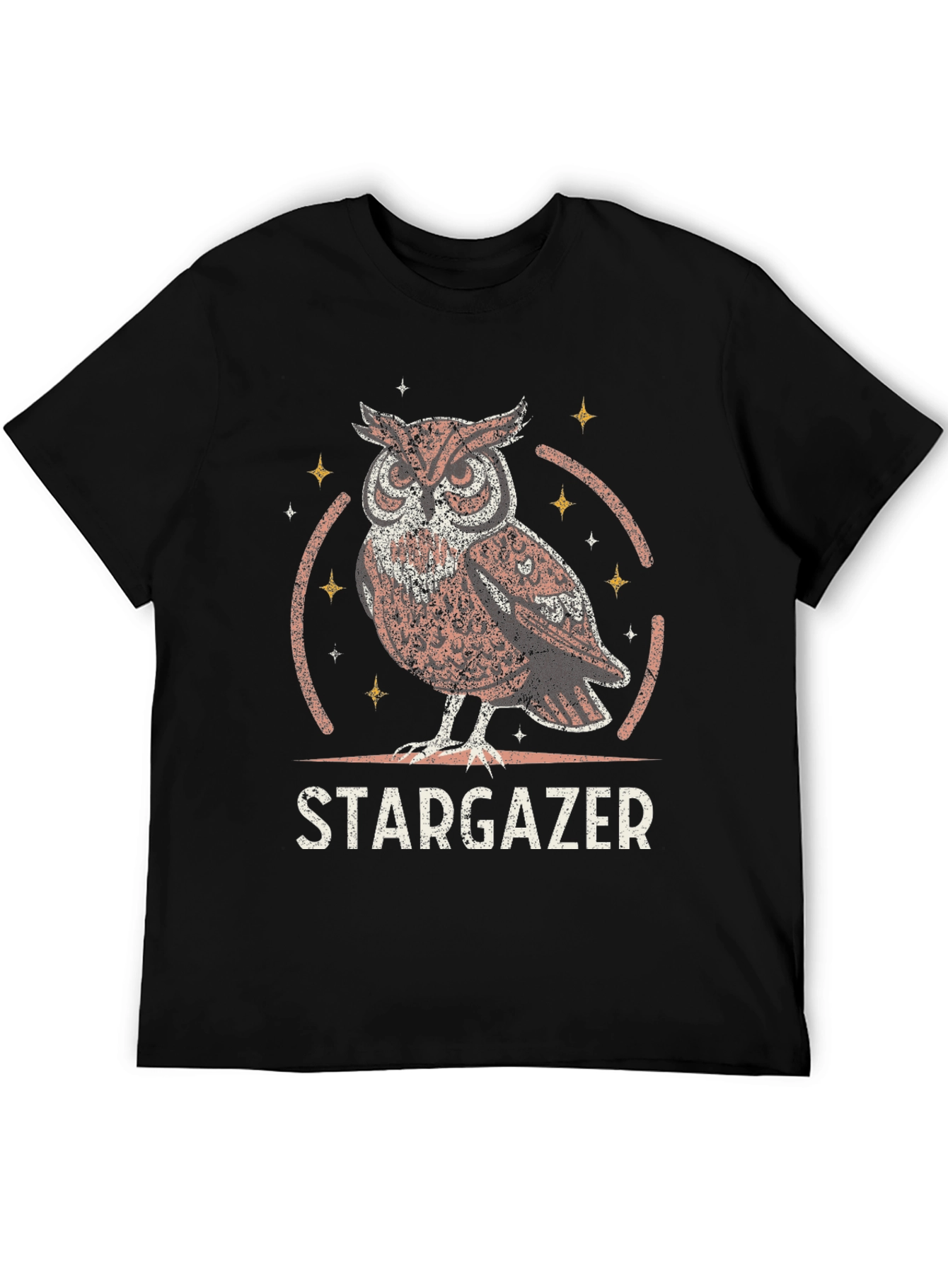 Stargazer Owl Graphic T-Shirt - Black