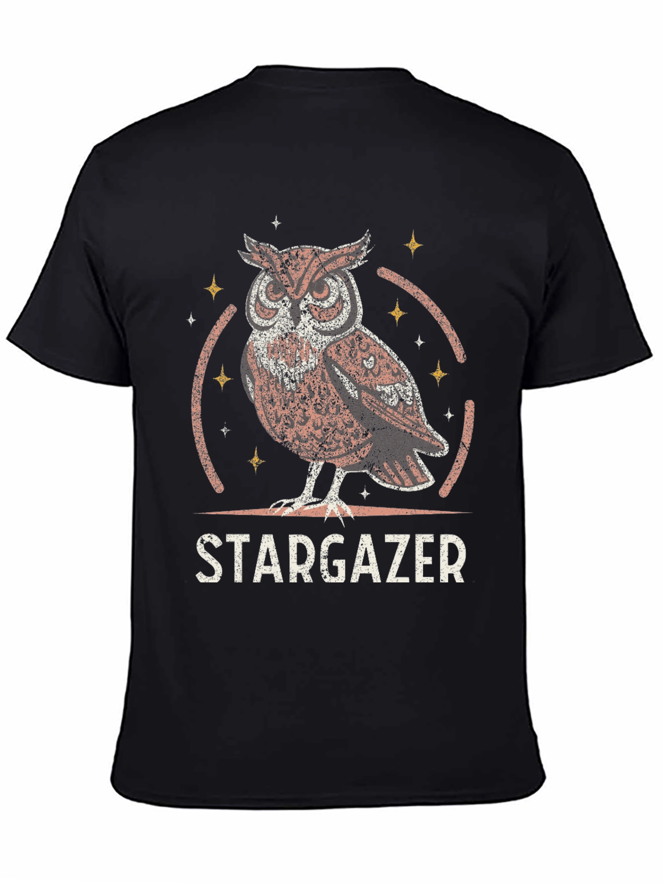 Stargazer Owl Graphic T-Shirt - Black