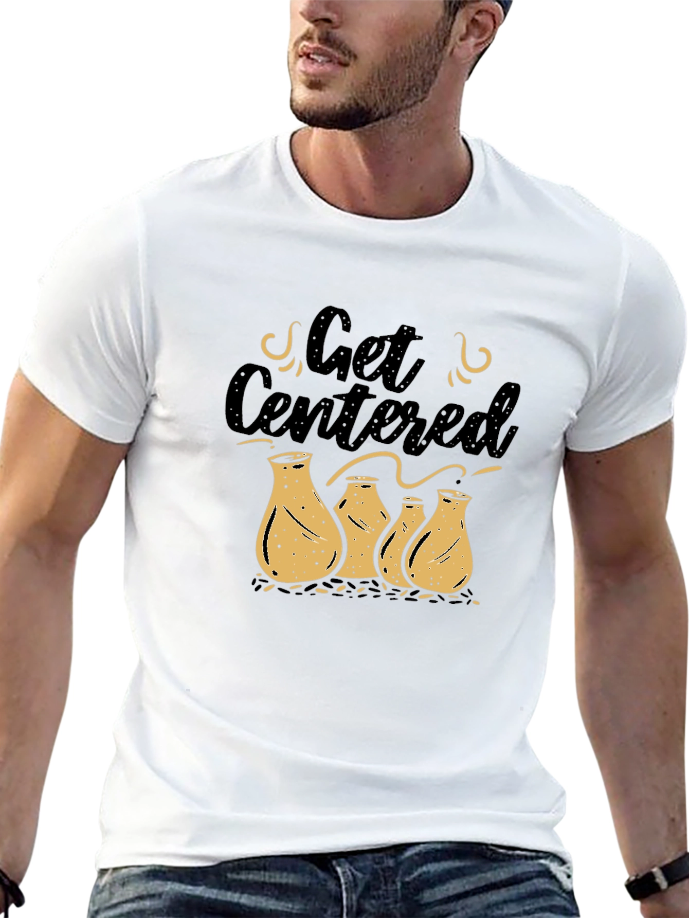 Get Centered Pottery Graphic Tee - Black Casual Top